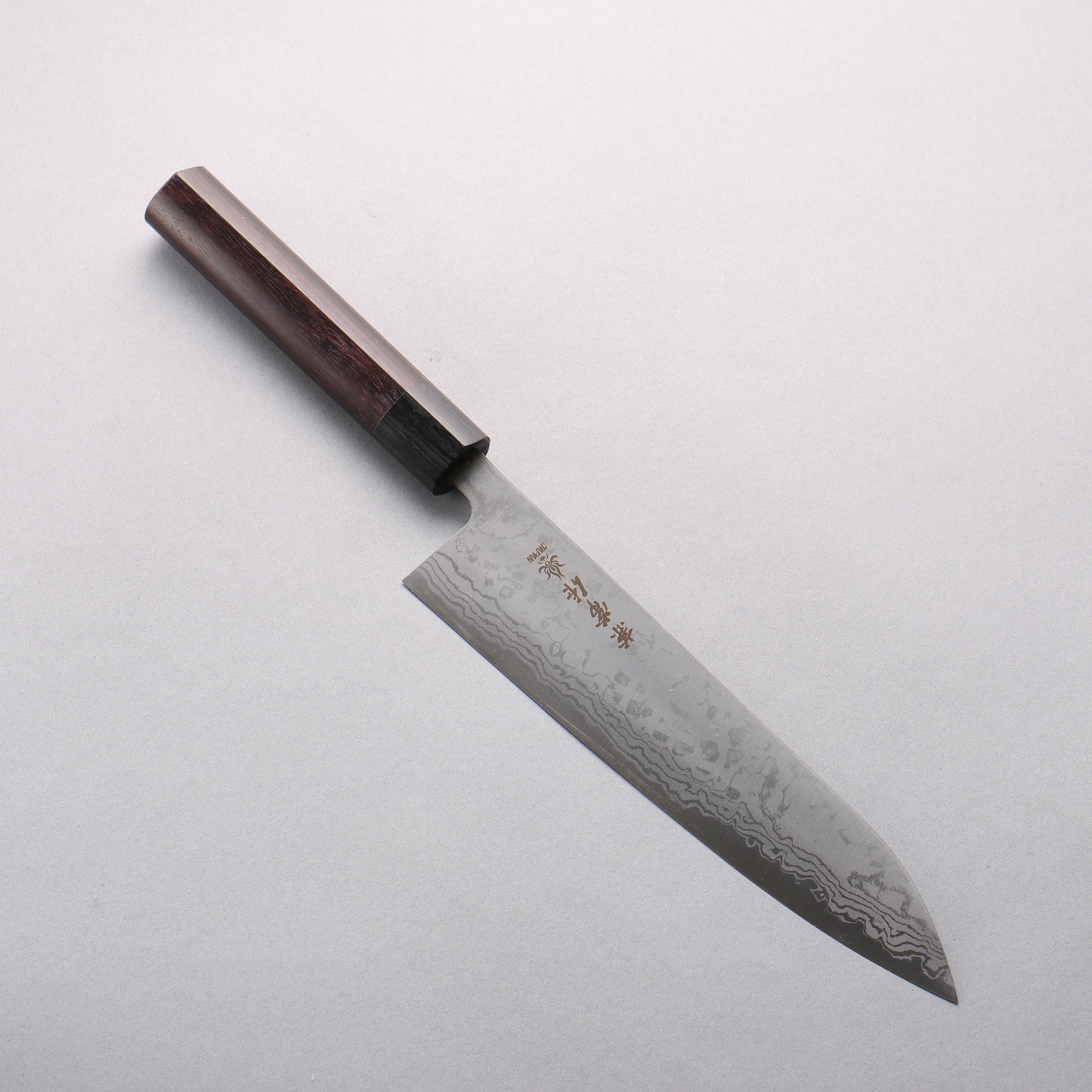 Kanetsune Blue Steel No.2 Damascus Gyuto 210mm Rosewood (Ferrule: Black Pakka Wood) Handle - Japanny - Best Japanese Knife