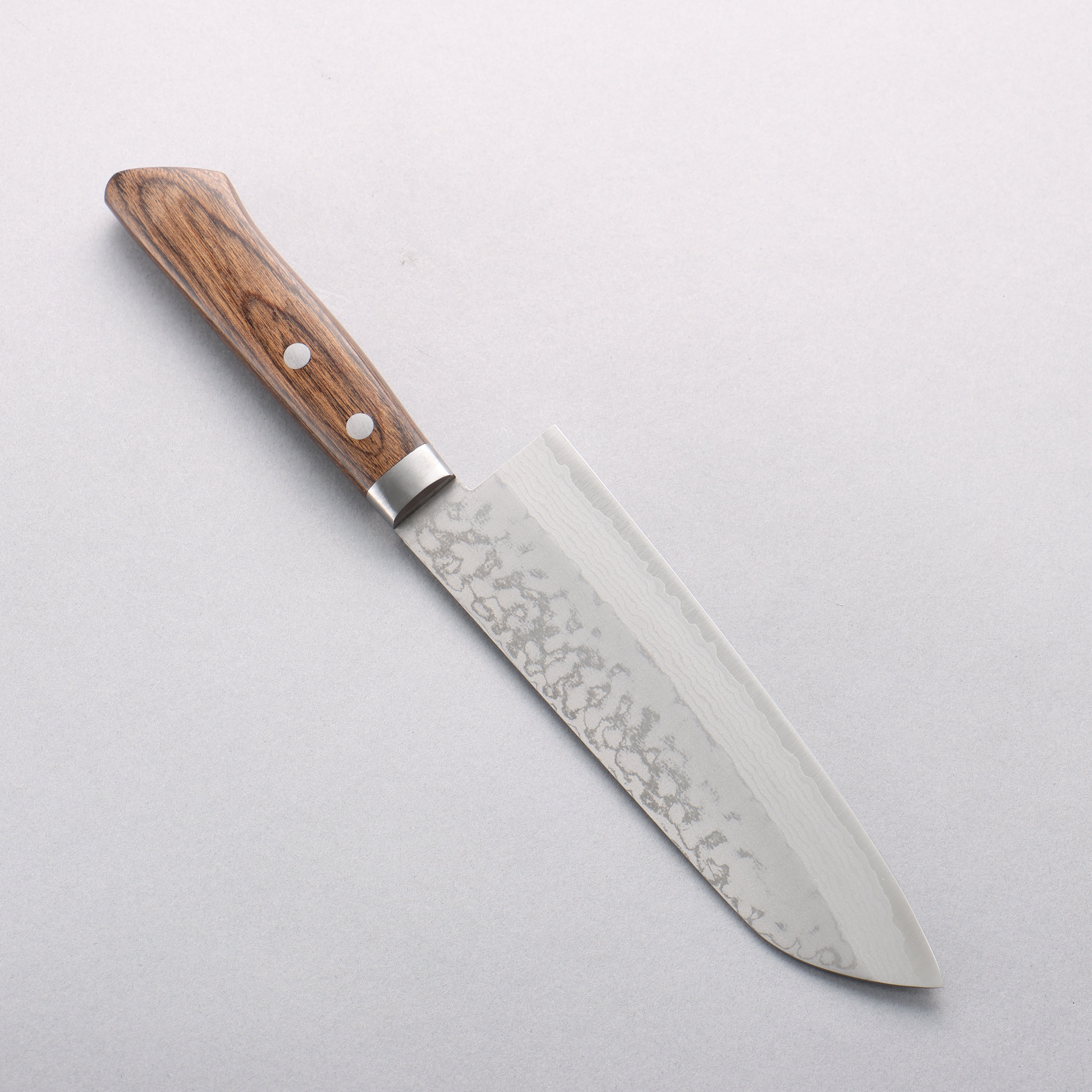 Kanetsune Sairyu VG10 Damascus Santoku 165mm Brown Ash Handle - Japanny - Best Japanese Knife