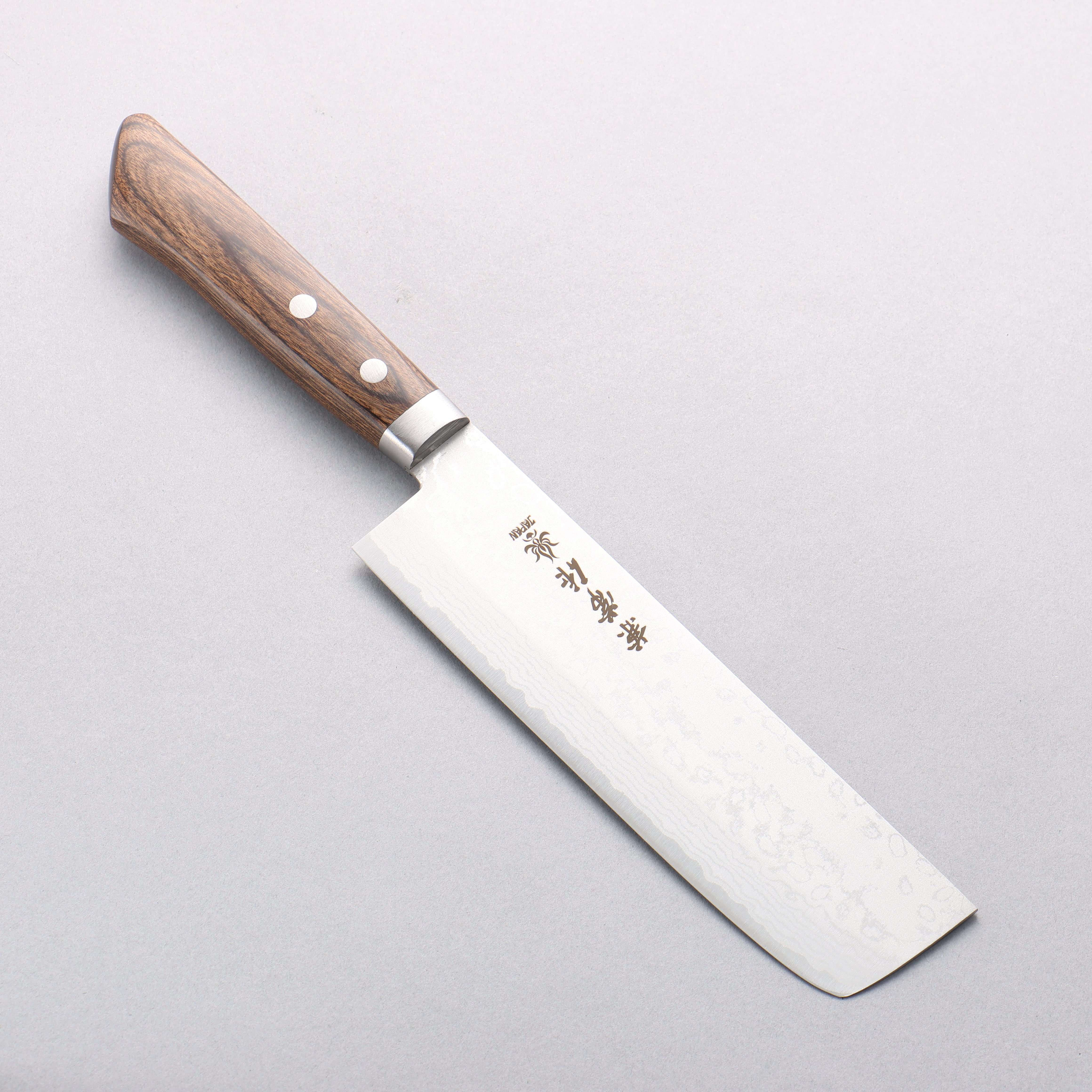 Kanetsune Sairyu VG10 Damascus Usuba 165mm Brown Ash Handle - Japanny - Best Japanese Knife