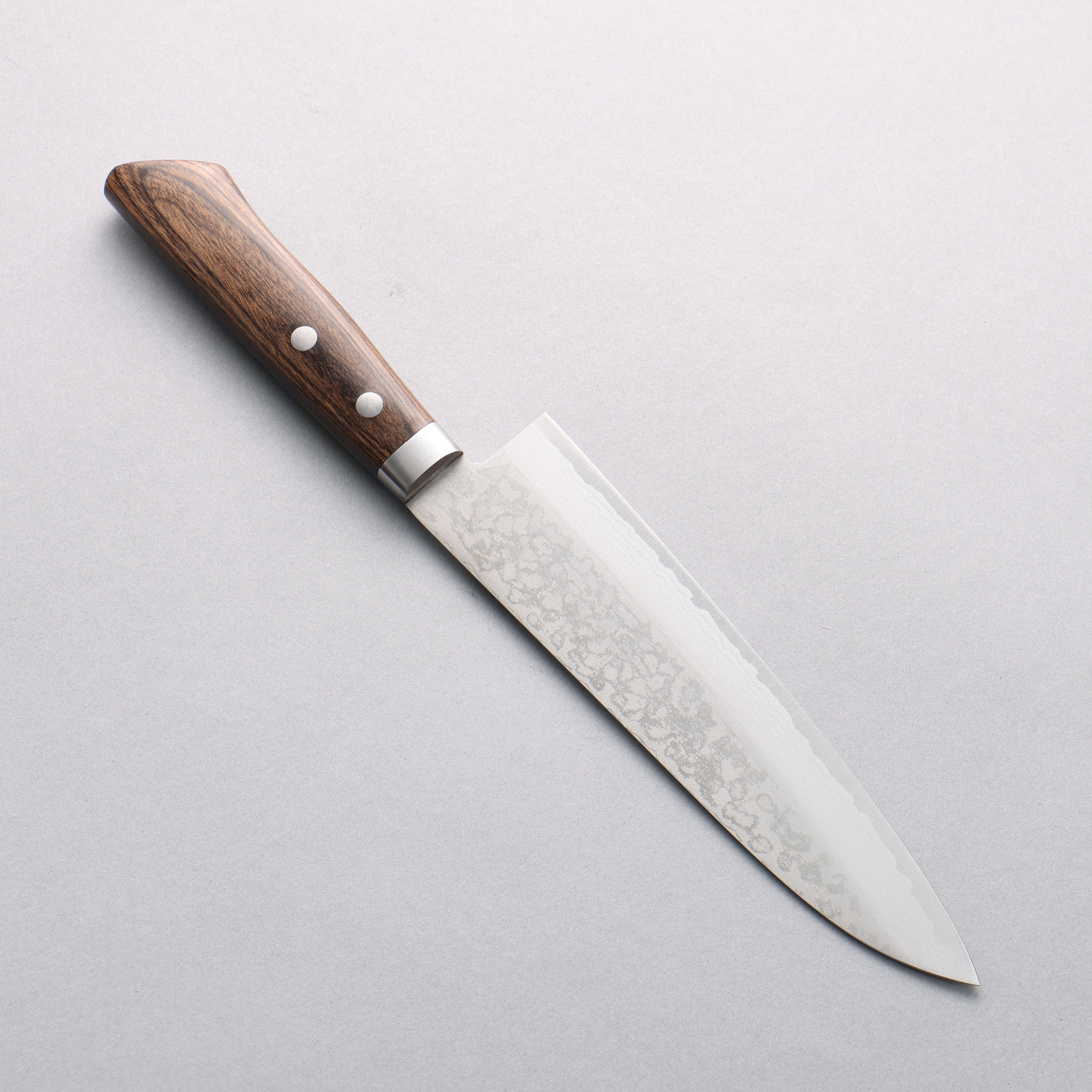 Kanetsune Sairyu VG10 Damascus Gyuto 180mm Brown Ash Handle - Japanny - Best Japanese Knife