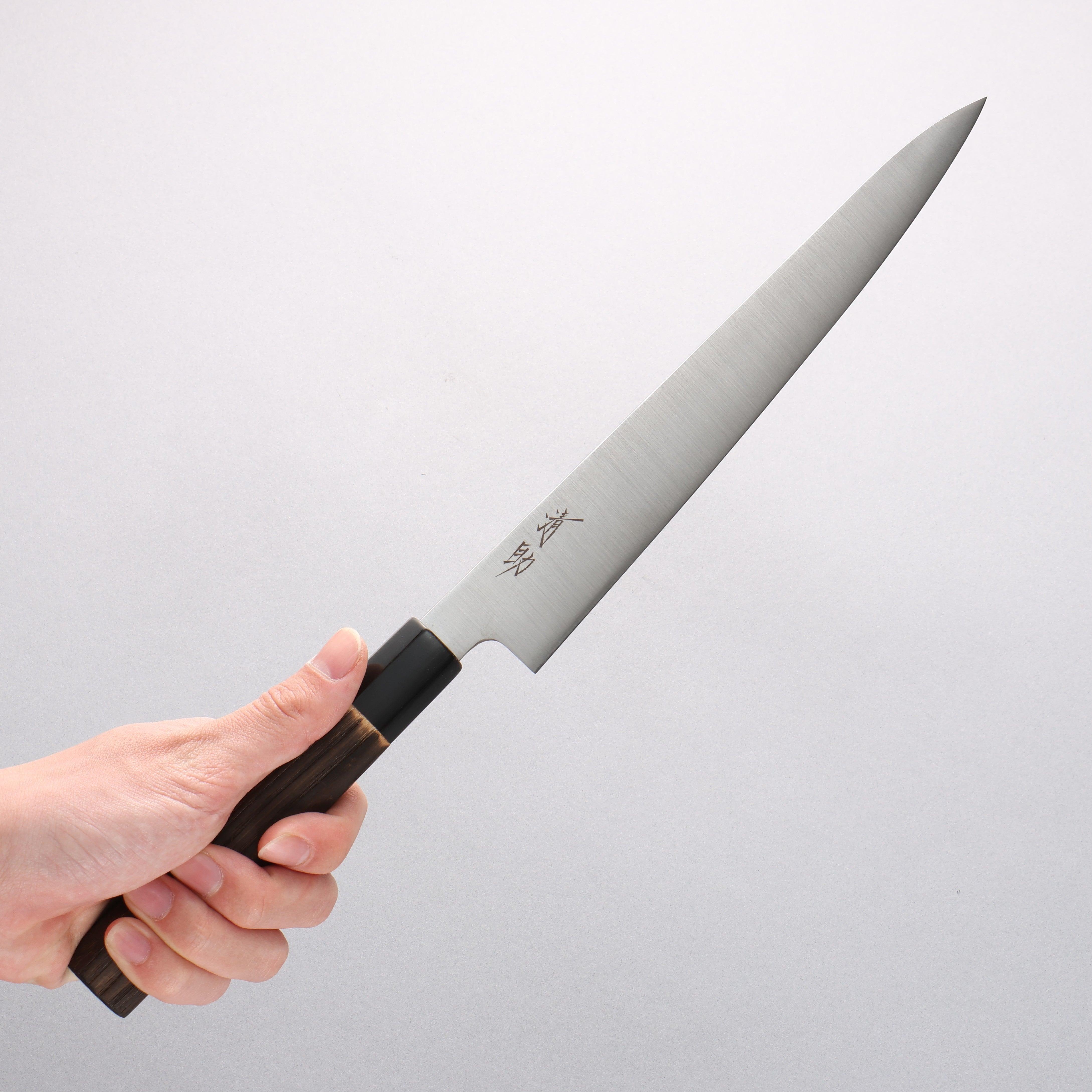 Seisuke Swedish Steel-stn Sujihiki 240mm Burnt Chestnut Handle - Japanny - Best Japanese Knife