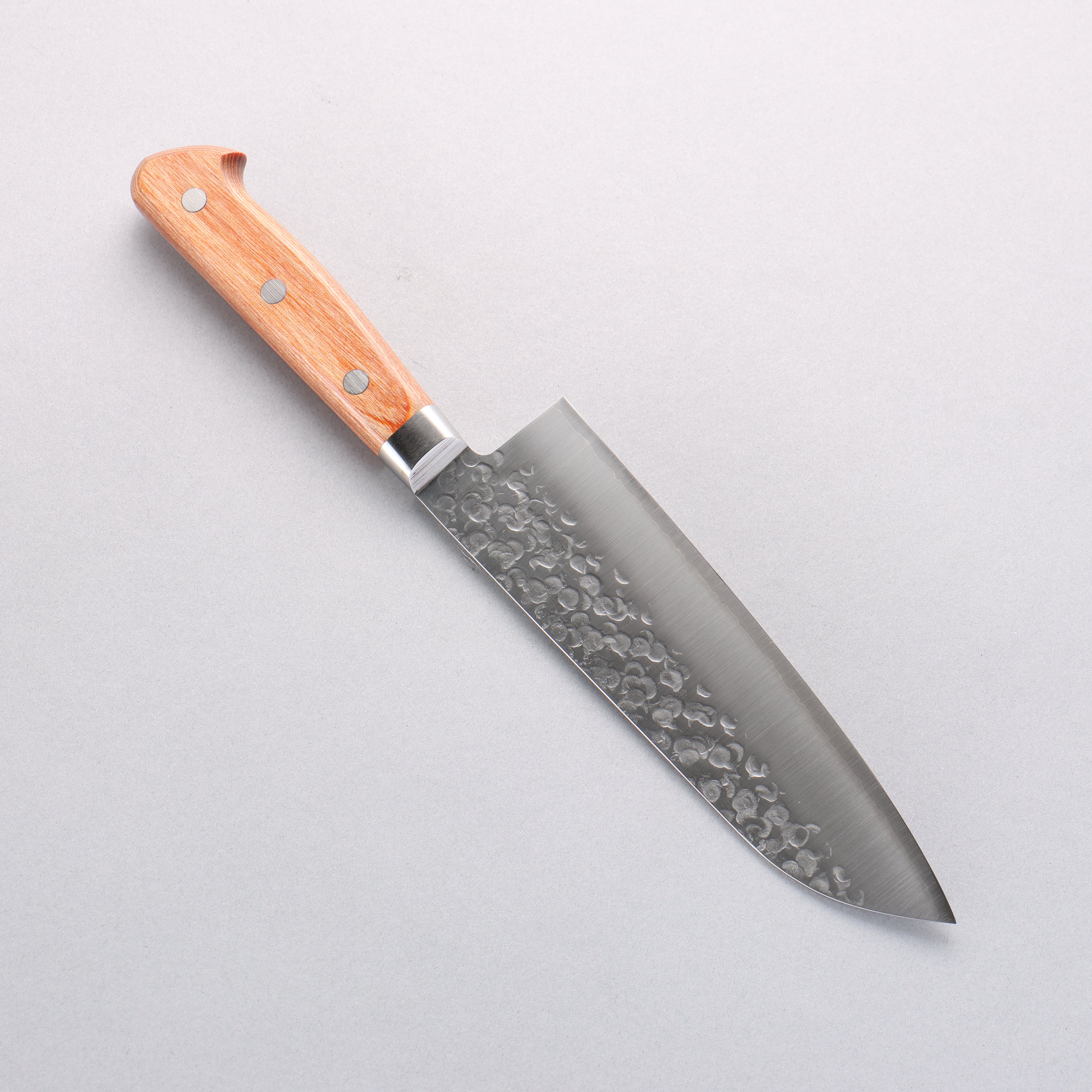 Takamura Knives Chromax Steel Hammered Santoku 170mm with Brown Pakka wood Handle - Japanny - Best Japanese Knife