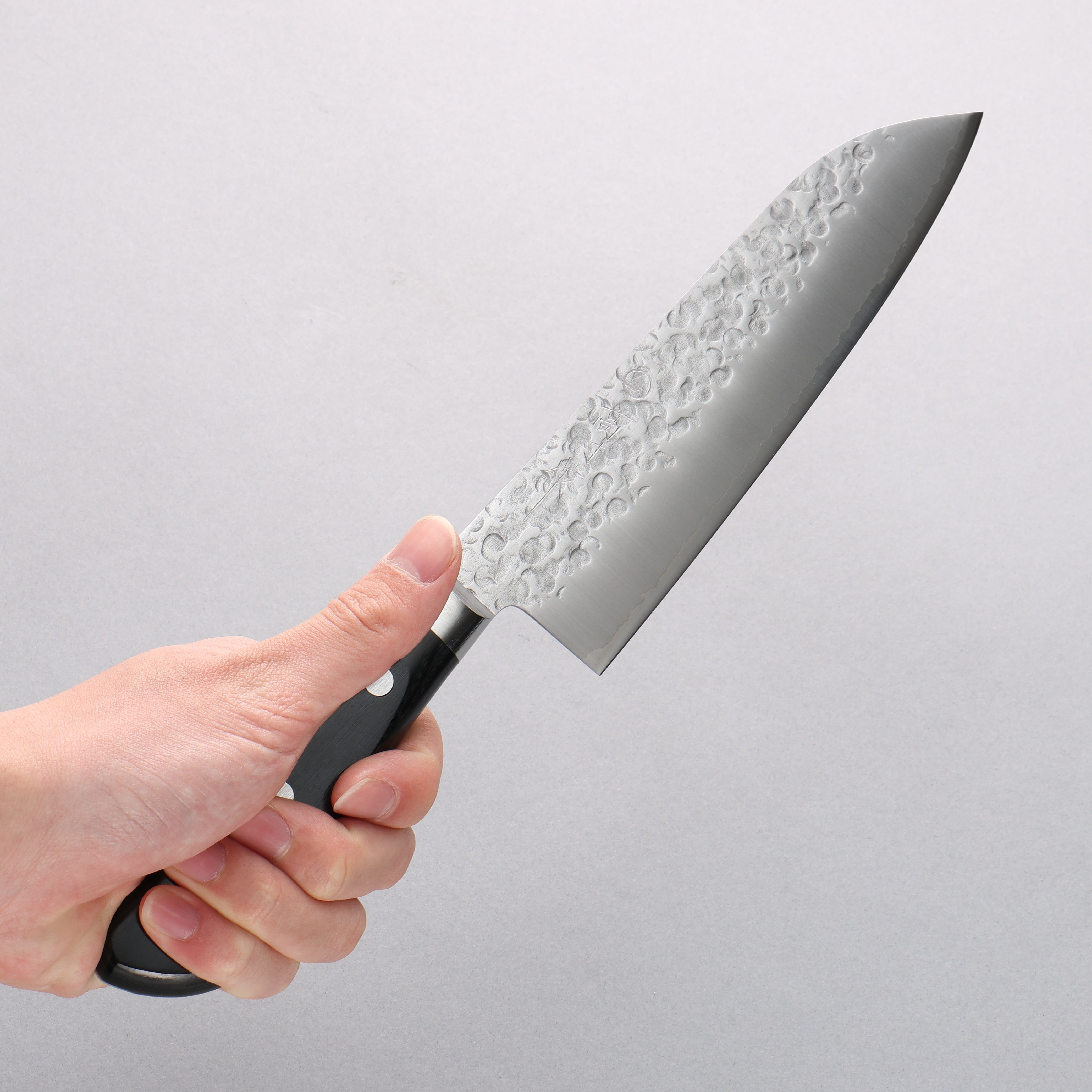 Takamura Knives VG10 Hammered Santoku 170mm with Black Pakka wood Handle - Japanny - Best Japanese Knife