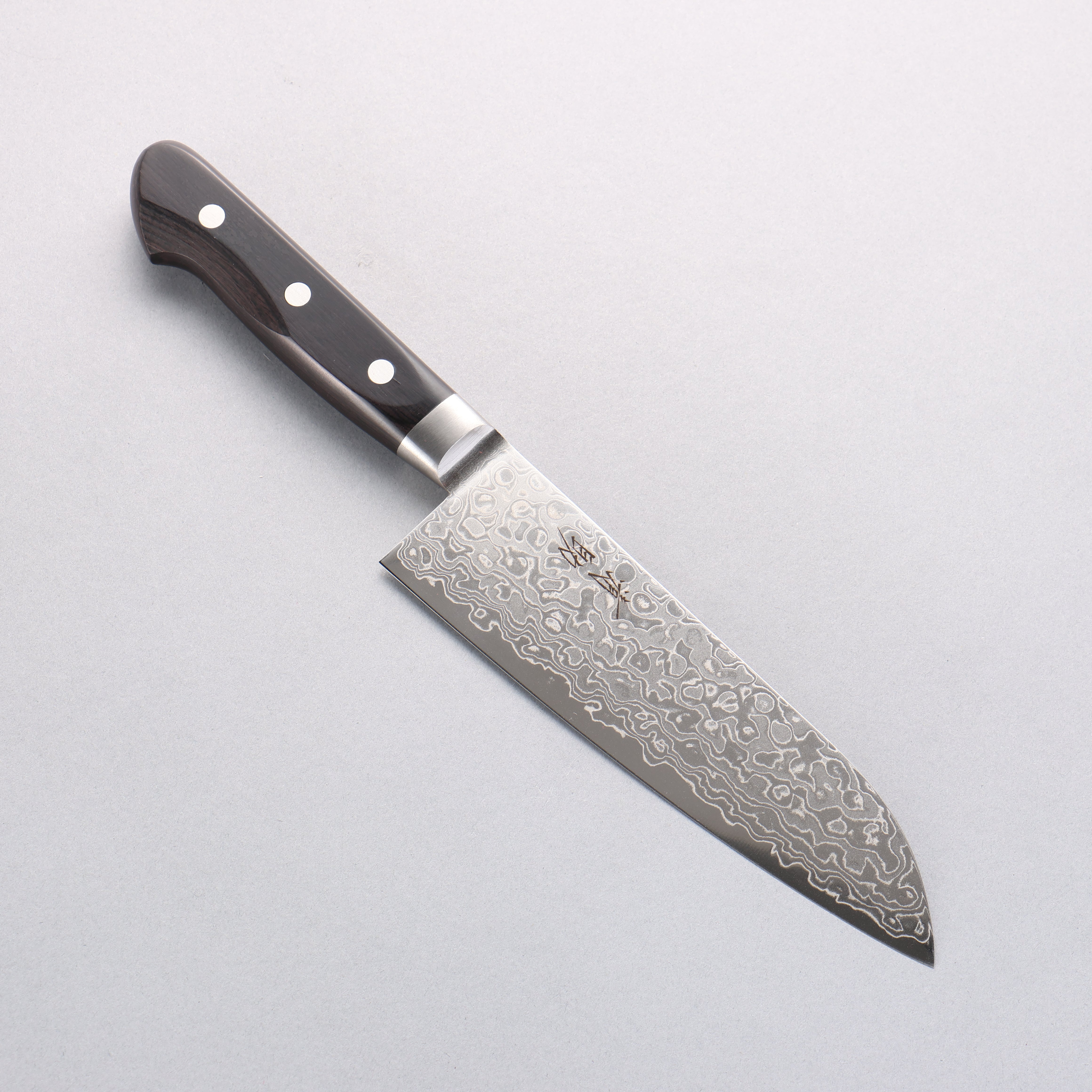 Seisuke Kagami AUS10 Mirrored Finish Damascus Santoku 170mm Black Pakka wood Handle - Japanny - Best Japanese Knife