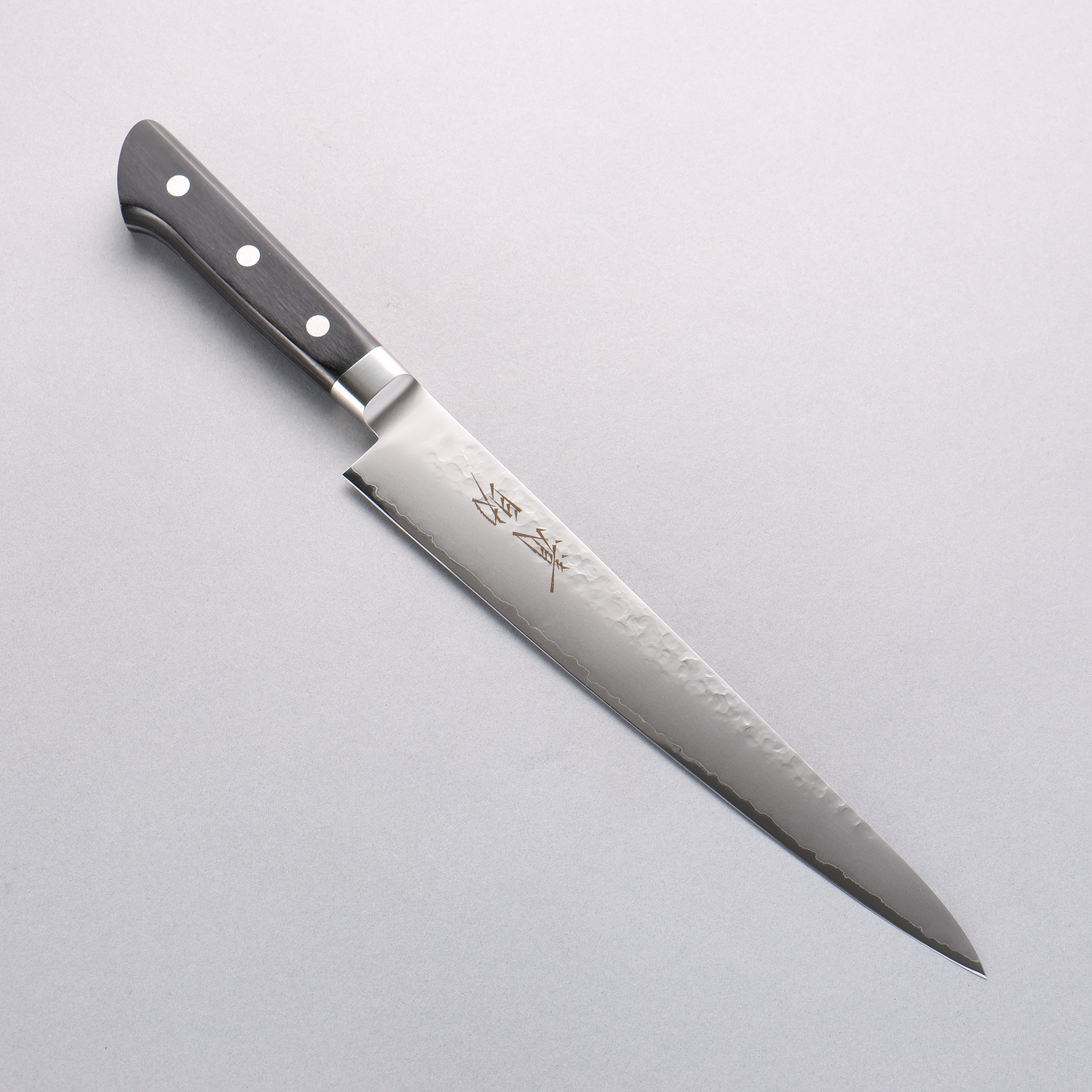 Seisuke VG5 Hammered Kasumitogi Sujihiki 240mm Black Pakka wood Handle - Japanny - Best Japanese Knife