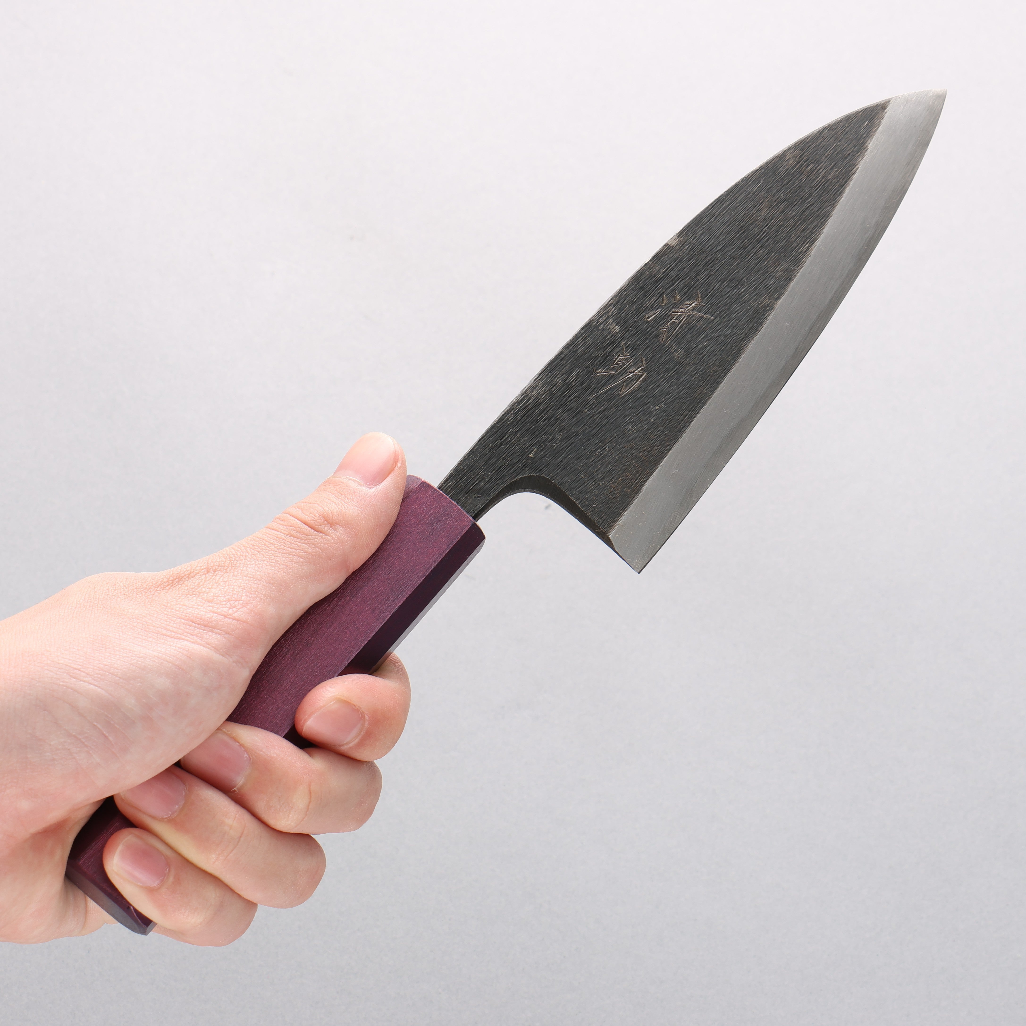 Seisuke White Steel No.2 Kurouchi Deba 135mm Purple Lacquered Handle - Japanny - Best Japanese Knife