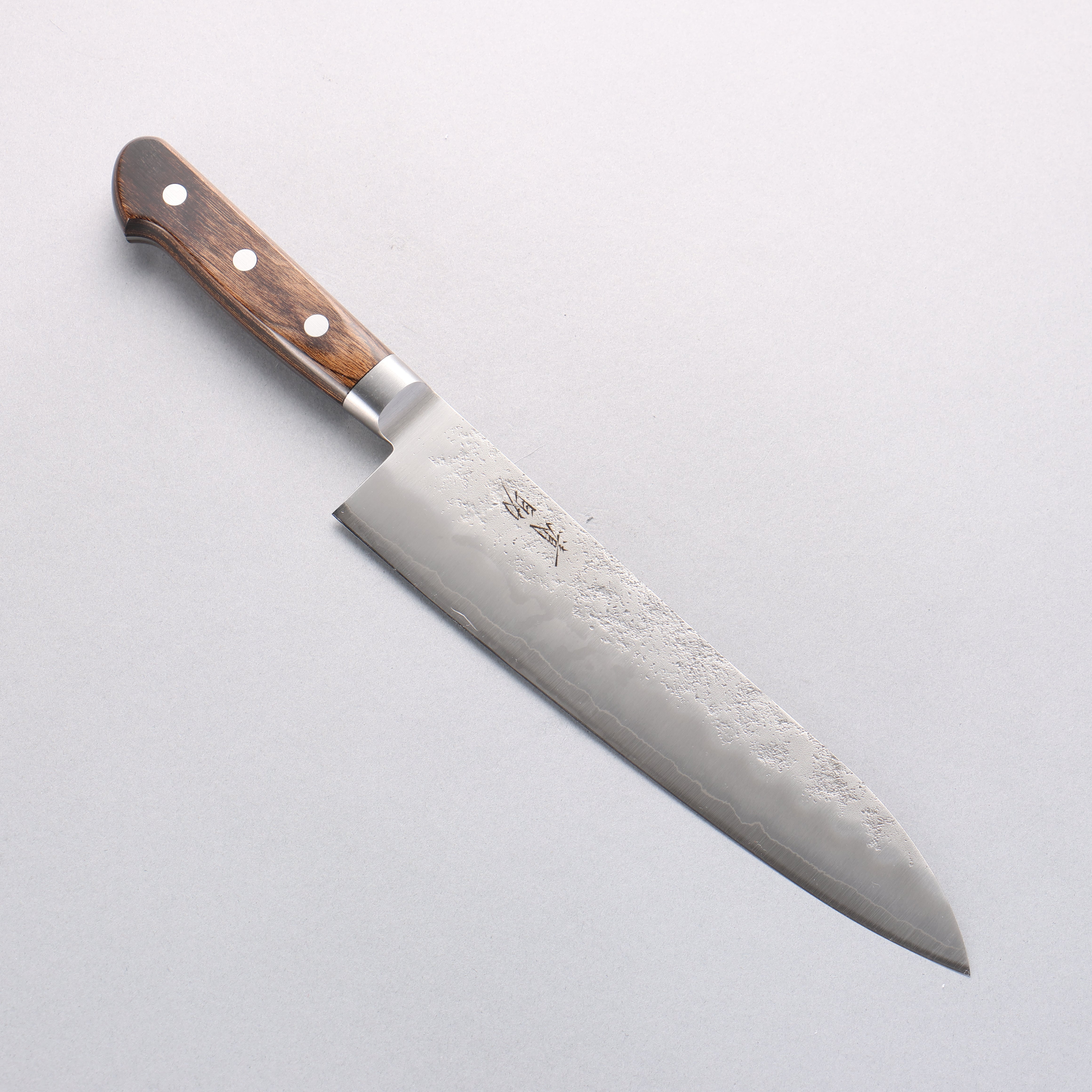 Seisuke Silver Steel No.3 Nashiji Gyuto 210mm Brown Pakka wood Handle - Japanny - Best Japanese Knife