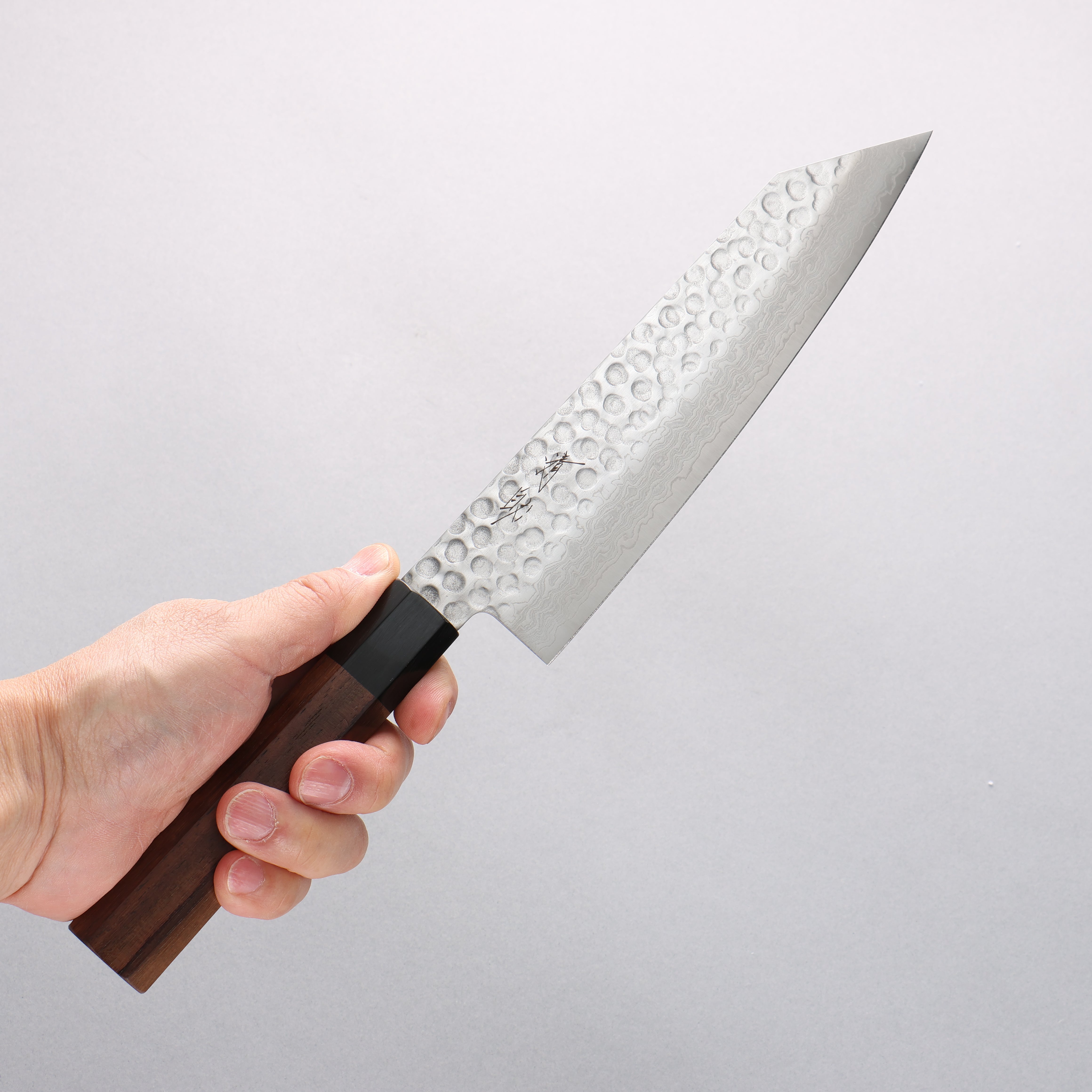 Seisuke AUS10 45 Layer Damascus Hammered Kiritsuke Santoku 180mm Shitan Handle - Japanny - Best Japanese Knife