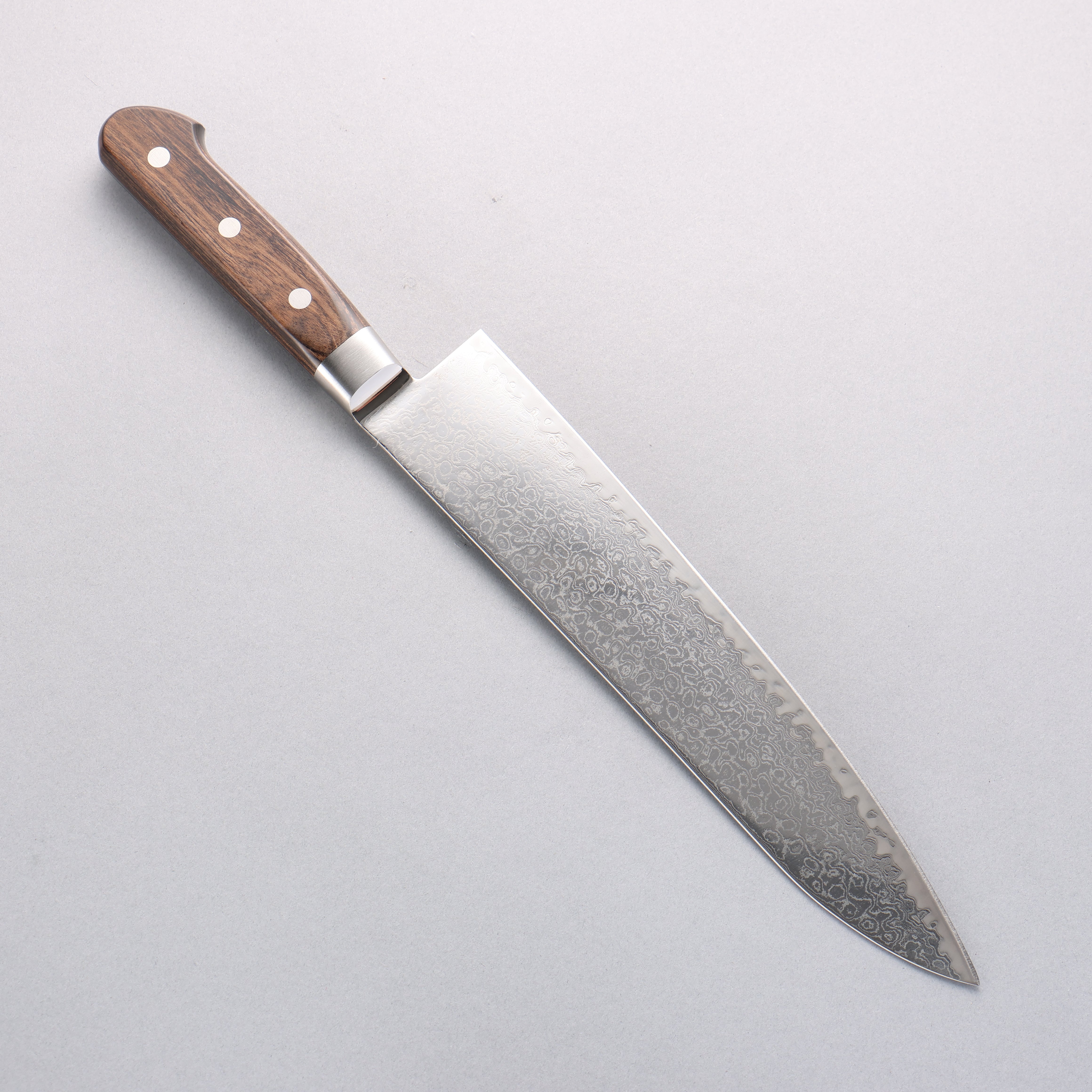 Seisuke Kagami2 AUS10 Mirrored Finish Damascus Gyuto 240mm Brown Pakka wood Handle - Japanny - Best Japanese Knife