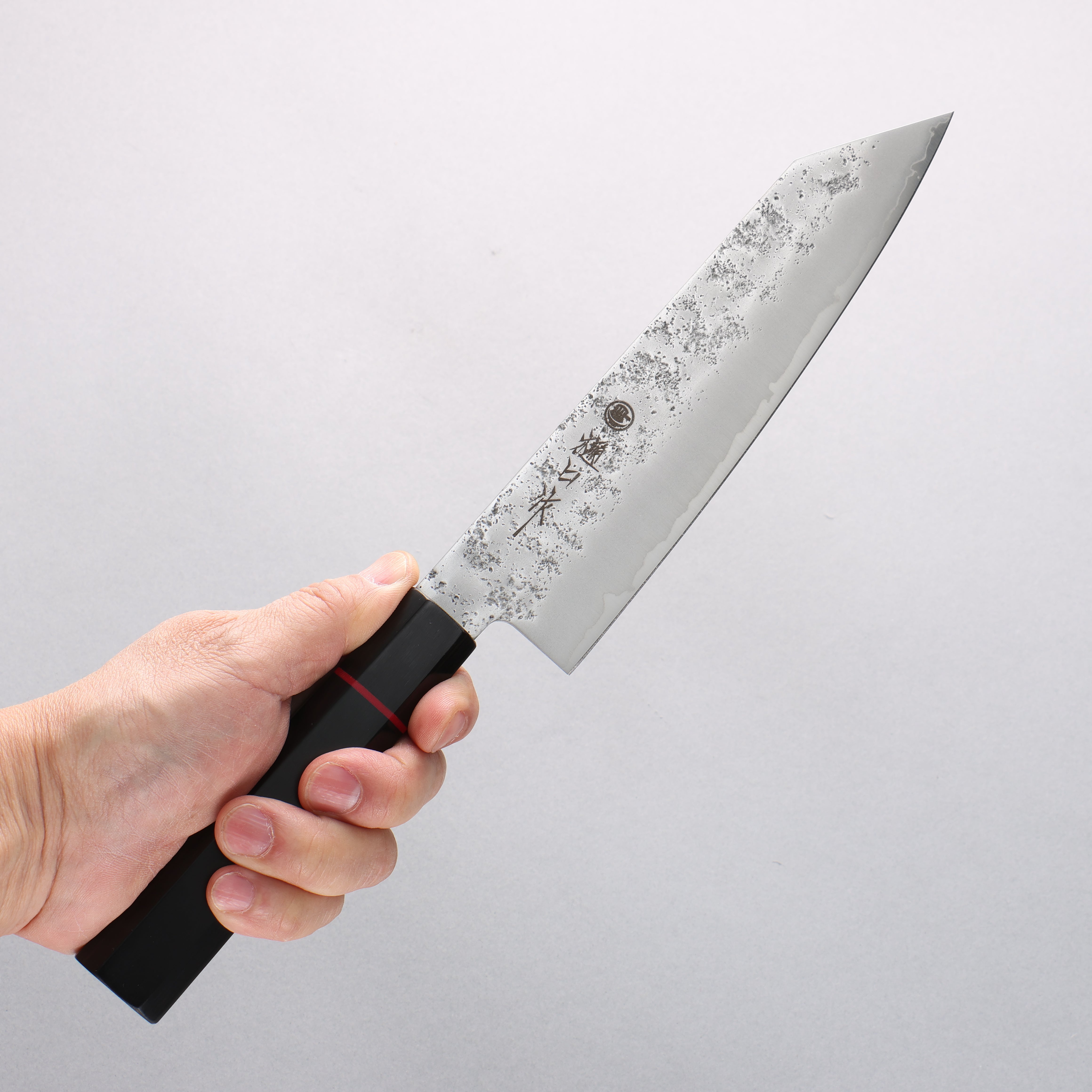 Higuchi Silver Steel No.3 Nashiji Kiritsuke Santoku 180mm Black Pakka wood Handle - Japanny - Best Japanese Knife