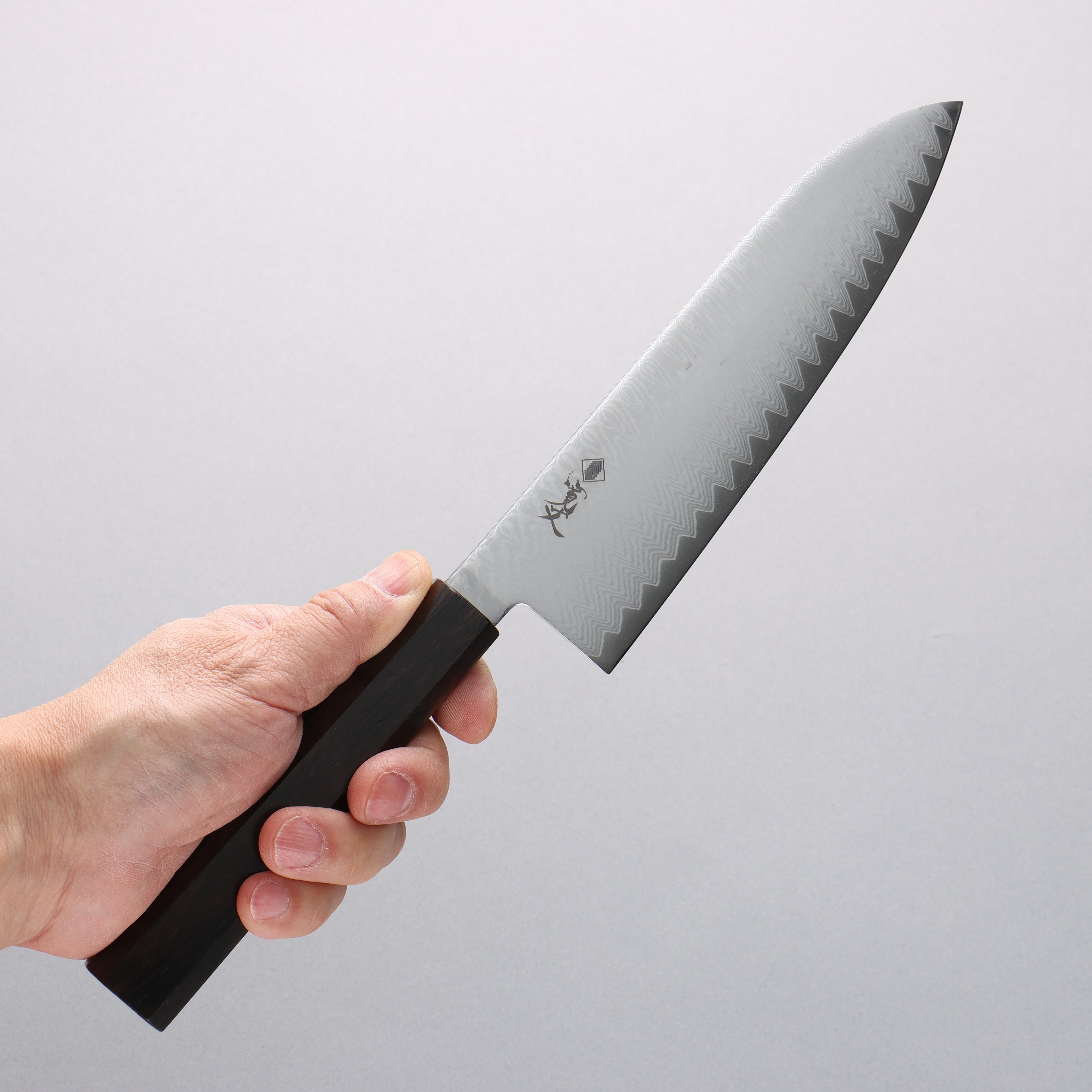 Kanjyo VG10 Damascus Santoku 180mm Ebony Wood Handle - Japanny - Best Japanese Knife