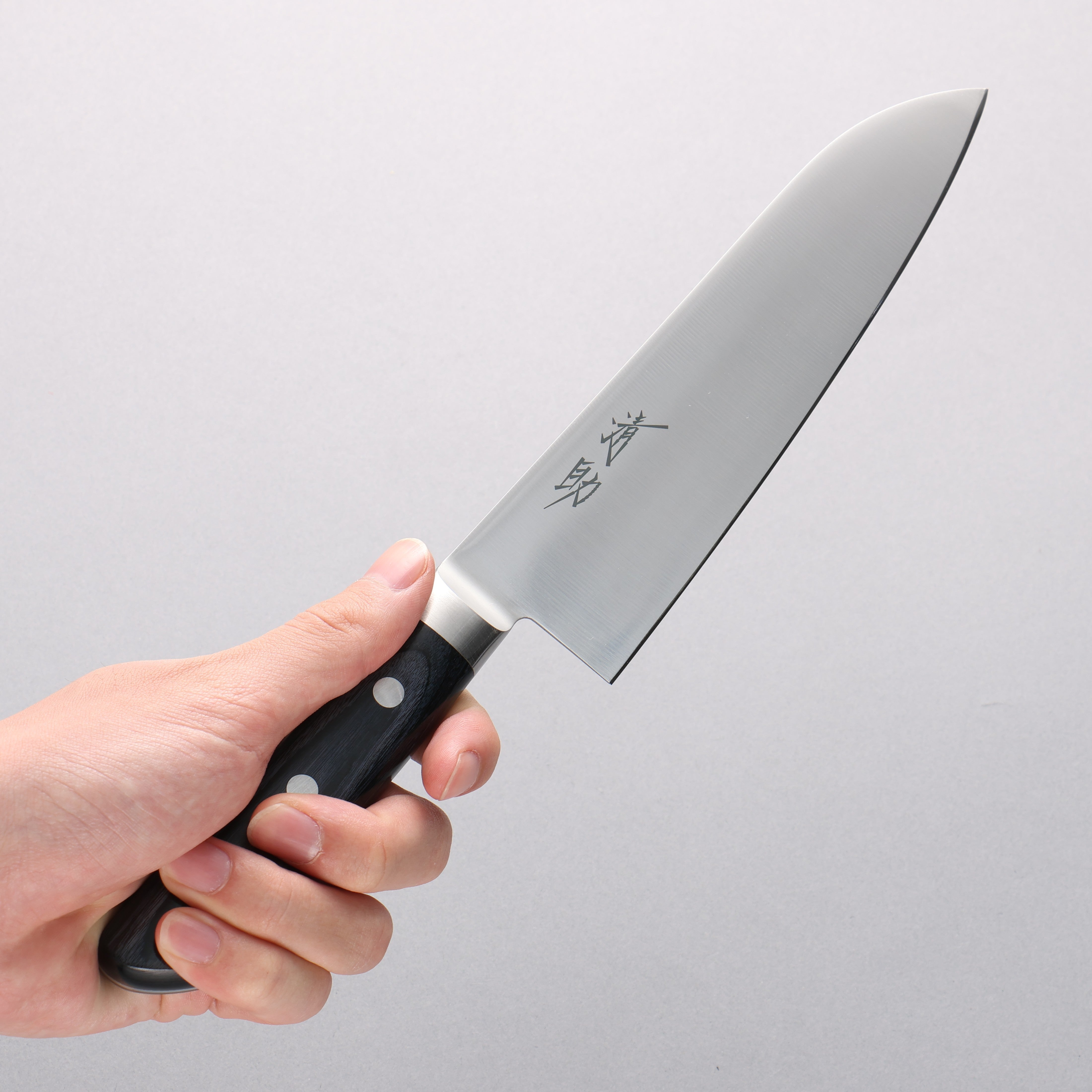 Seisuke Seiten Molybdenum Santoku 180mm Navy blue Pakka wood Handle with Sheath - Japanny - Best Japanese Knife
