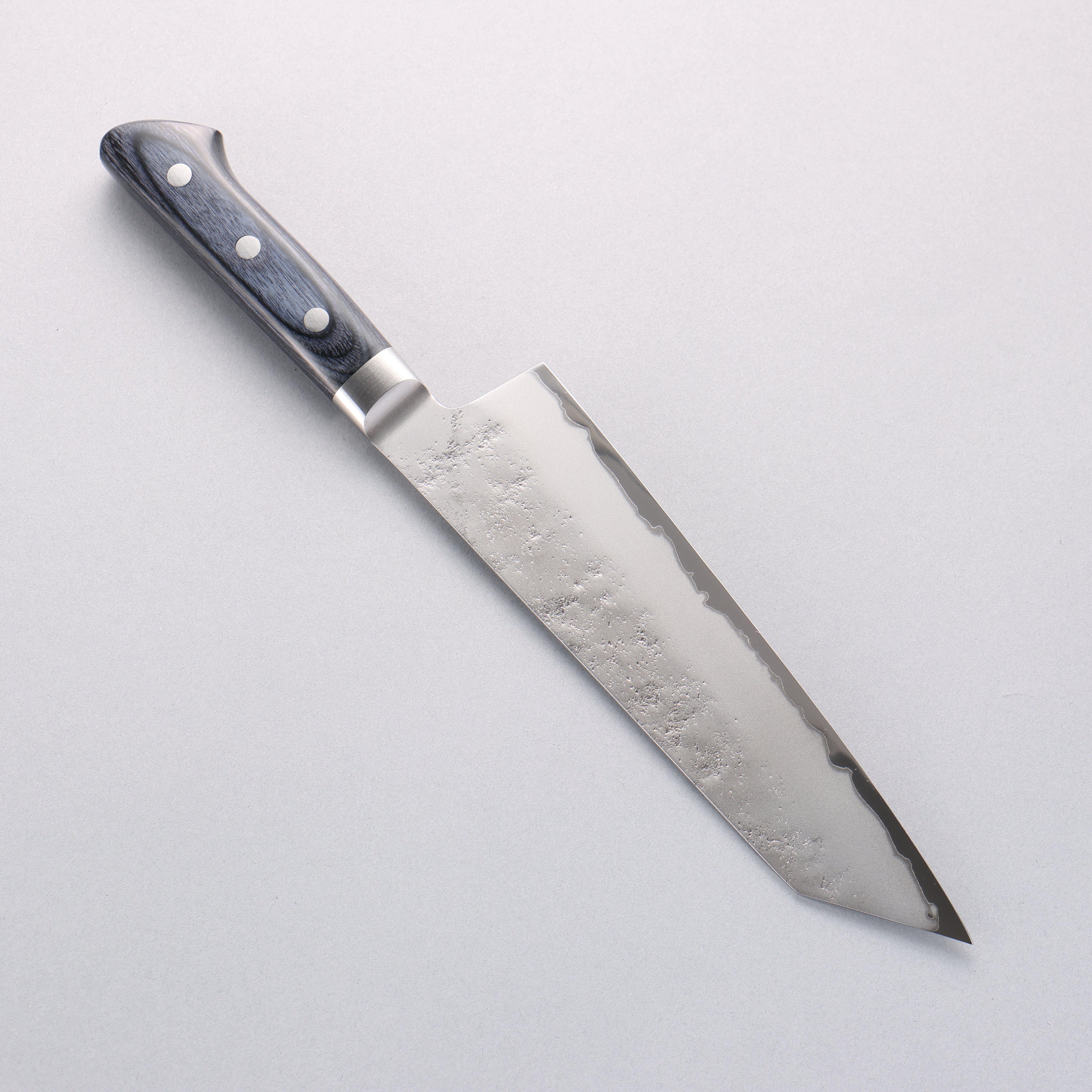 Seisuke Blue Steel No.2 Nashiji Kiritsuke Santoku 195mm Navy blue Pakka wood Handle - Japanny - Best Japanese Knife