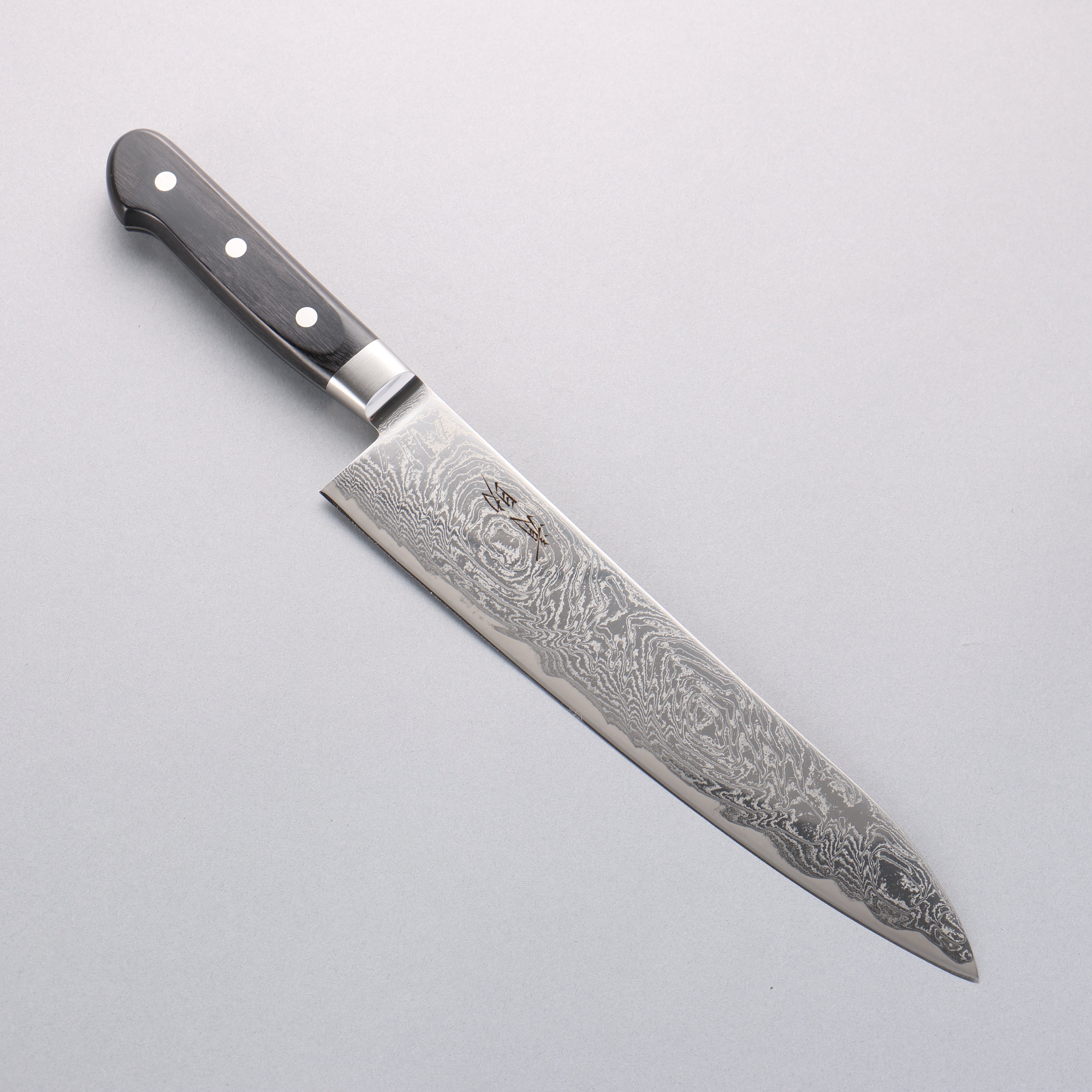 Seisuke Nami AUS10 Mirrored Finish Damascus Gyuto 240mm Black Pakka wood Handle - Japanny - Best Japanese Knife