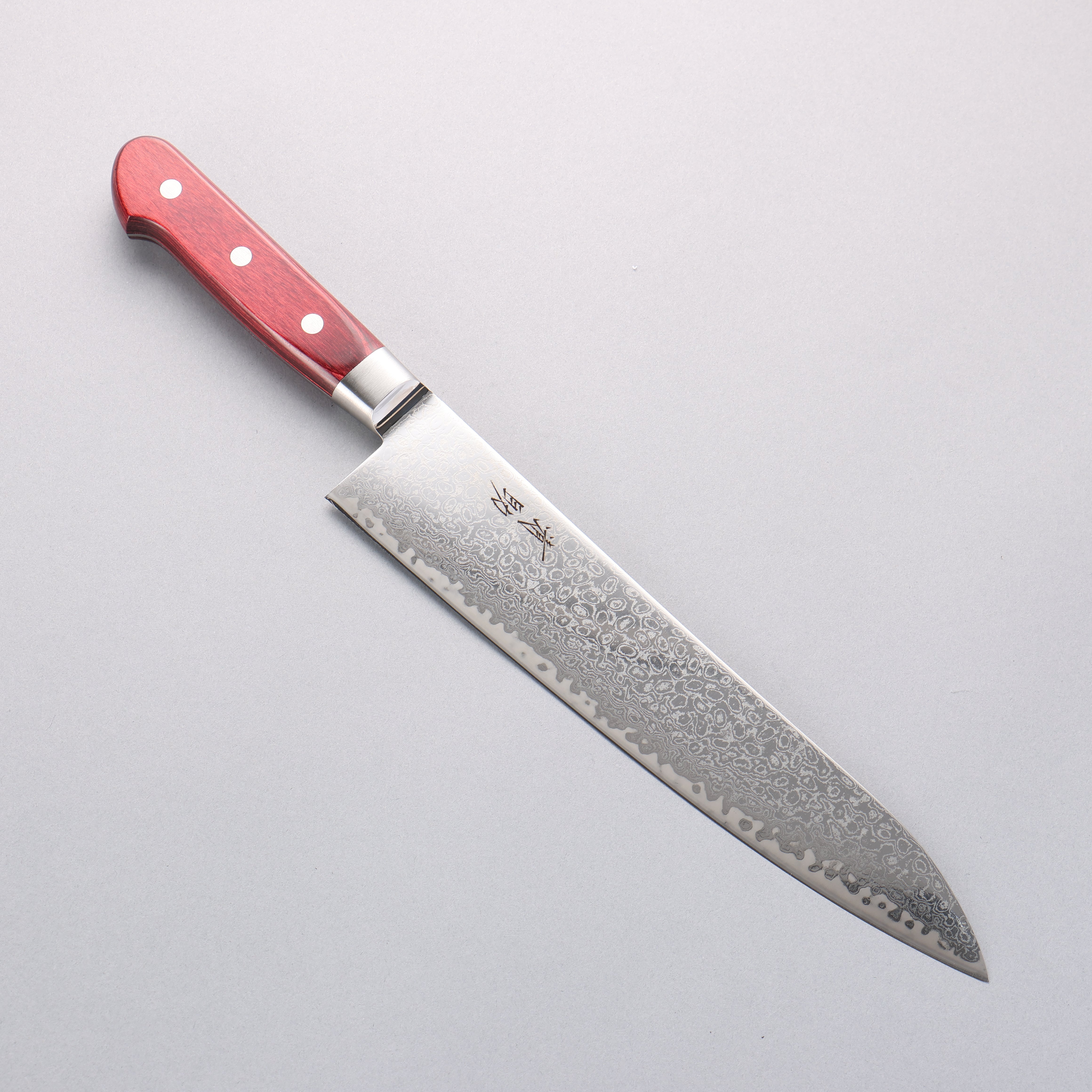 Seisuke Kagami2 AUS10 Mirrored Finish Damascus Gyuto 240mm Red Pakka wood Handle - Japanny - Best Japanese Knife