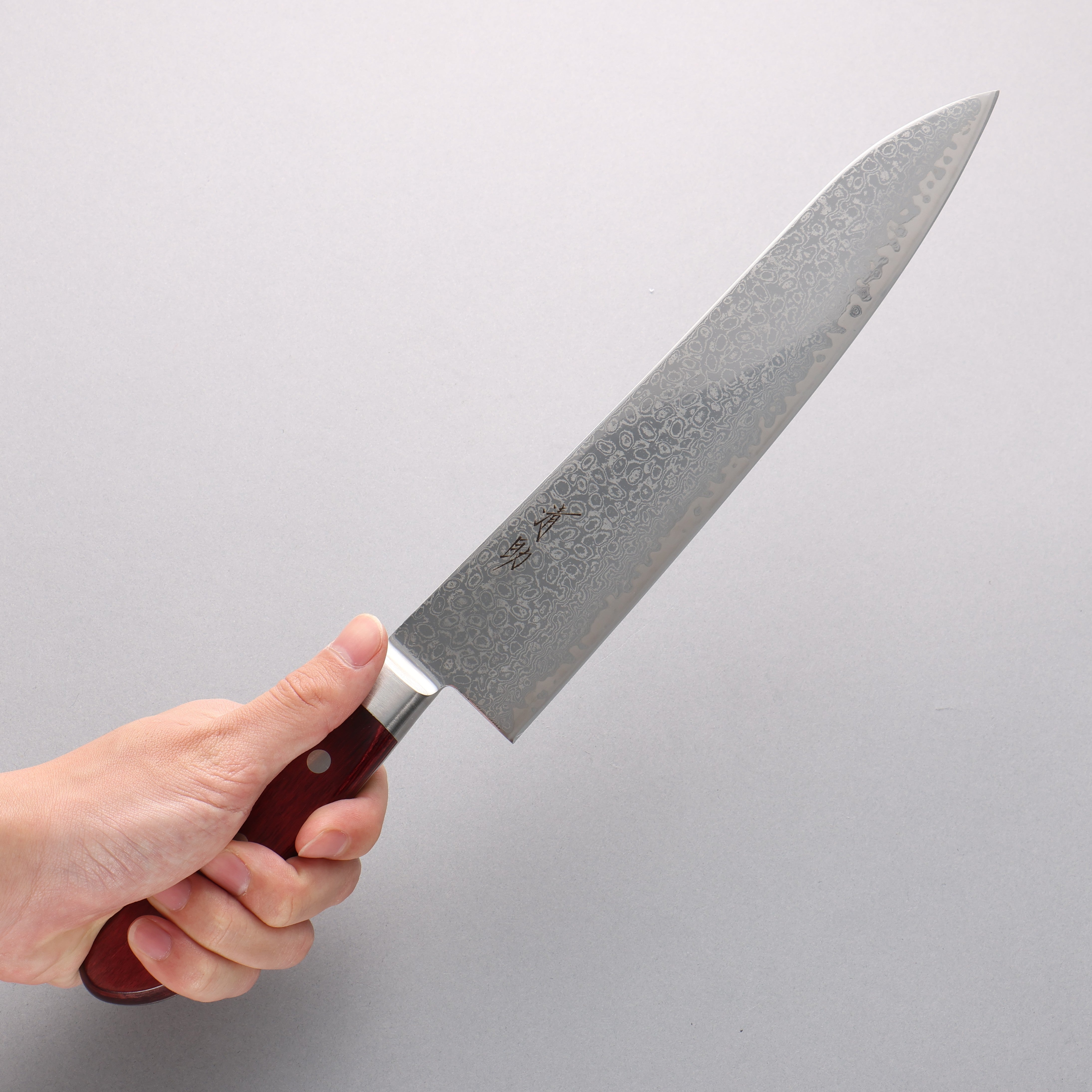 Seisuke Kagami2 AUS10 Mirrored Finish Damascus Gyuto 240mm Red Pakka wood Handle - Japanny - Best Japanese Knife