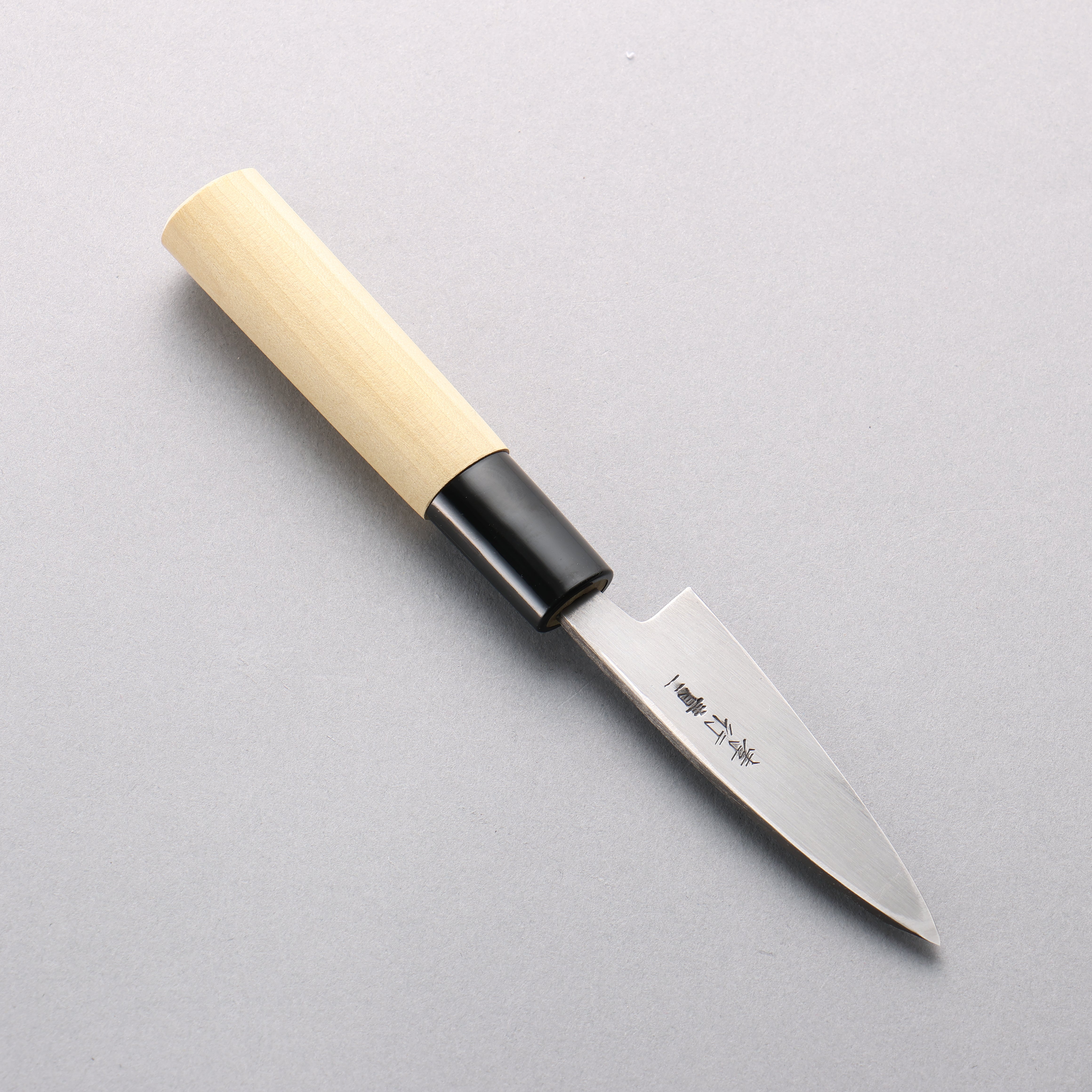 Sakai Takayuki Blue Steel No.2 Black Finished Vertical Stripes Ajikiri 75mm Magnolia (Ferrule: Black Plastic) Handle - Japanny - Best Japanese Knife