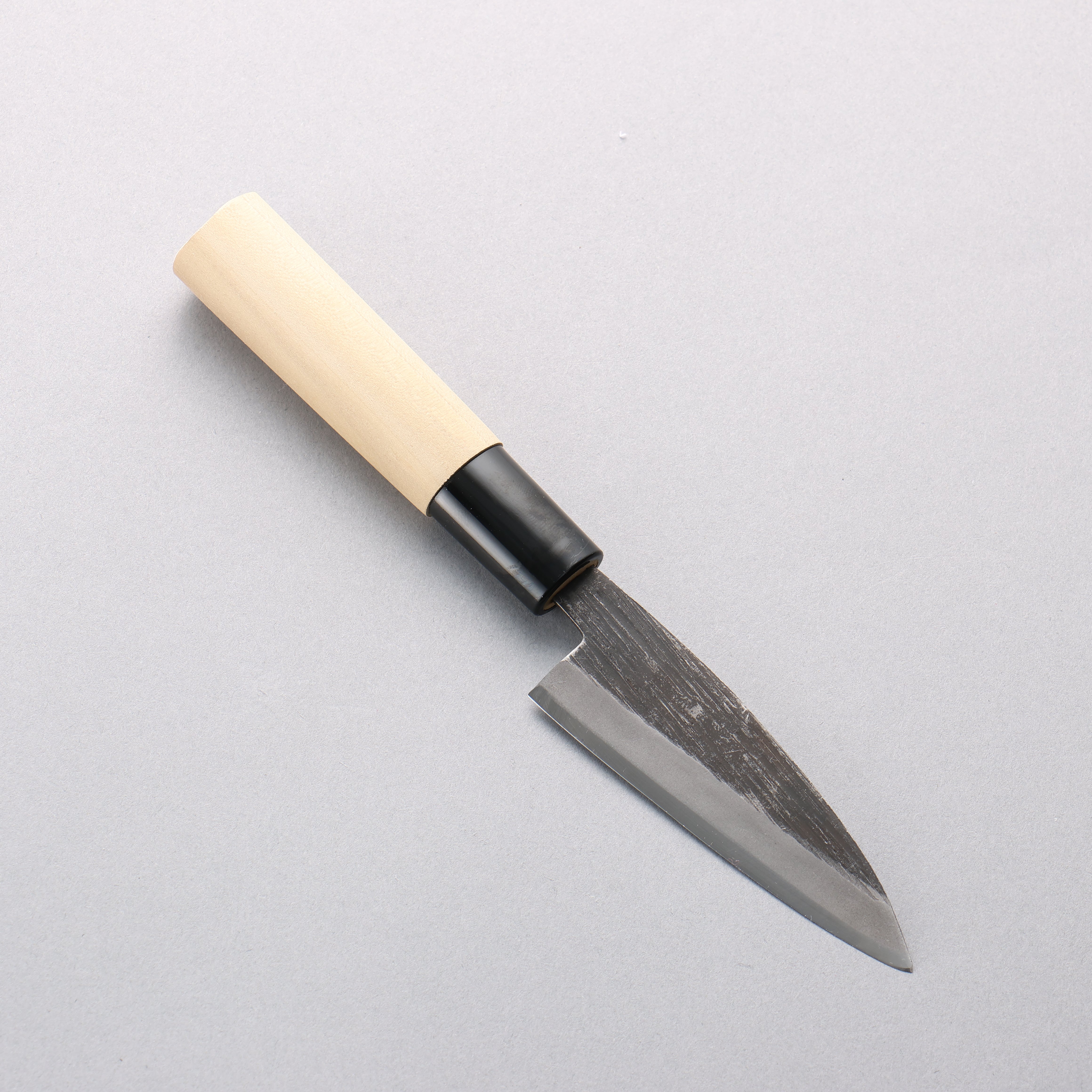 Sakai Takayuki Blue Steel No.2 Black Finished Vertical Stripes Ajikiri 90mm Magnolia (Ferrule: Black Plastic) Handle - Japanny - Best Japanese Knife