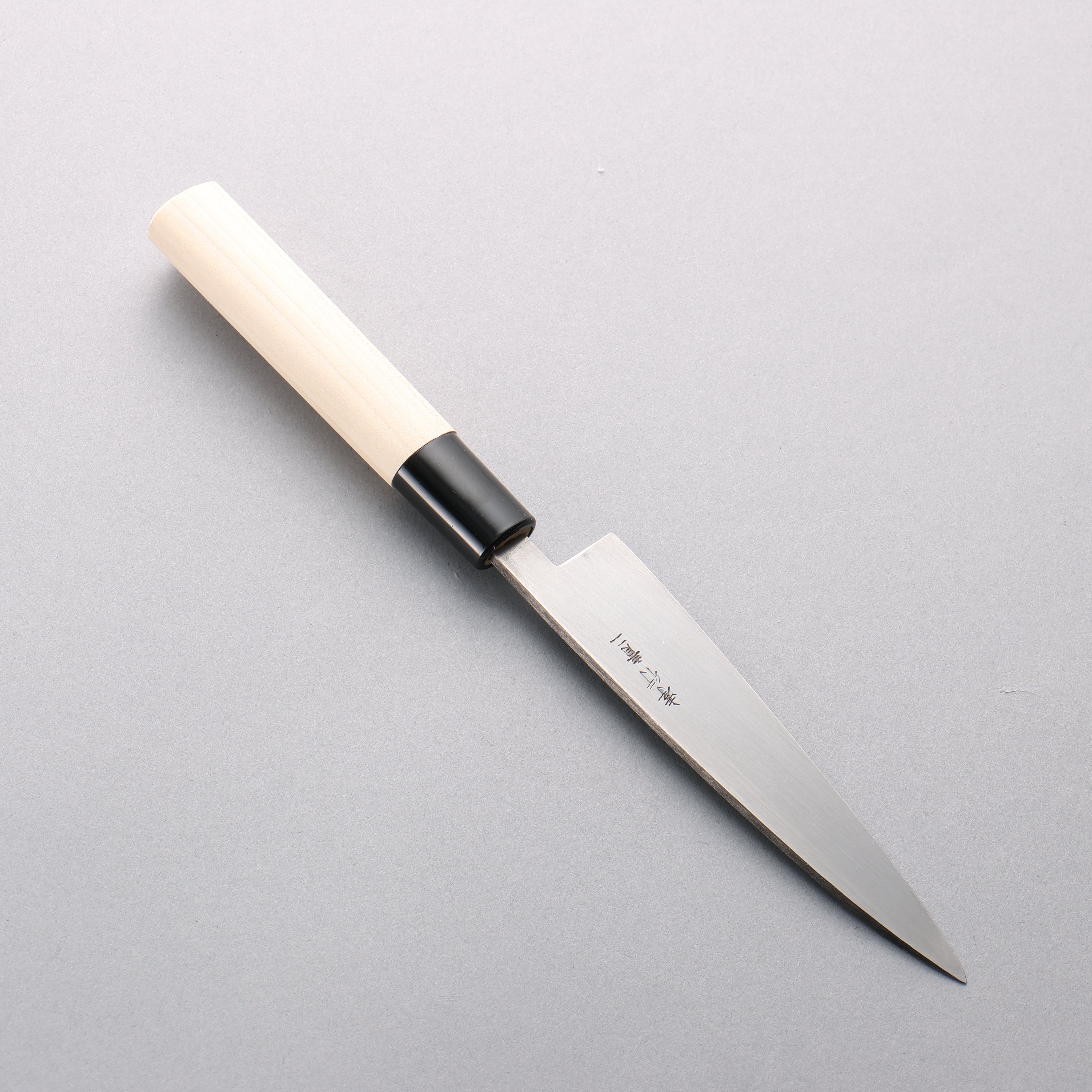 Sakai Takayuki Blue Steel No.2 Black Finished Vertical Stripes Multi Purpose 135mm Magnolia (Ferrule: Black Plastic) Handle - Japanny - Best Japanese Knife
