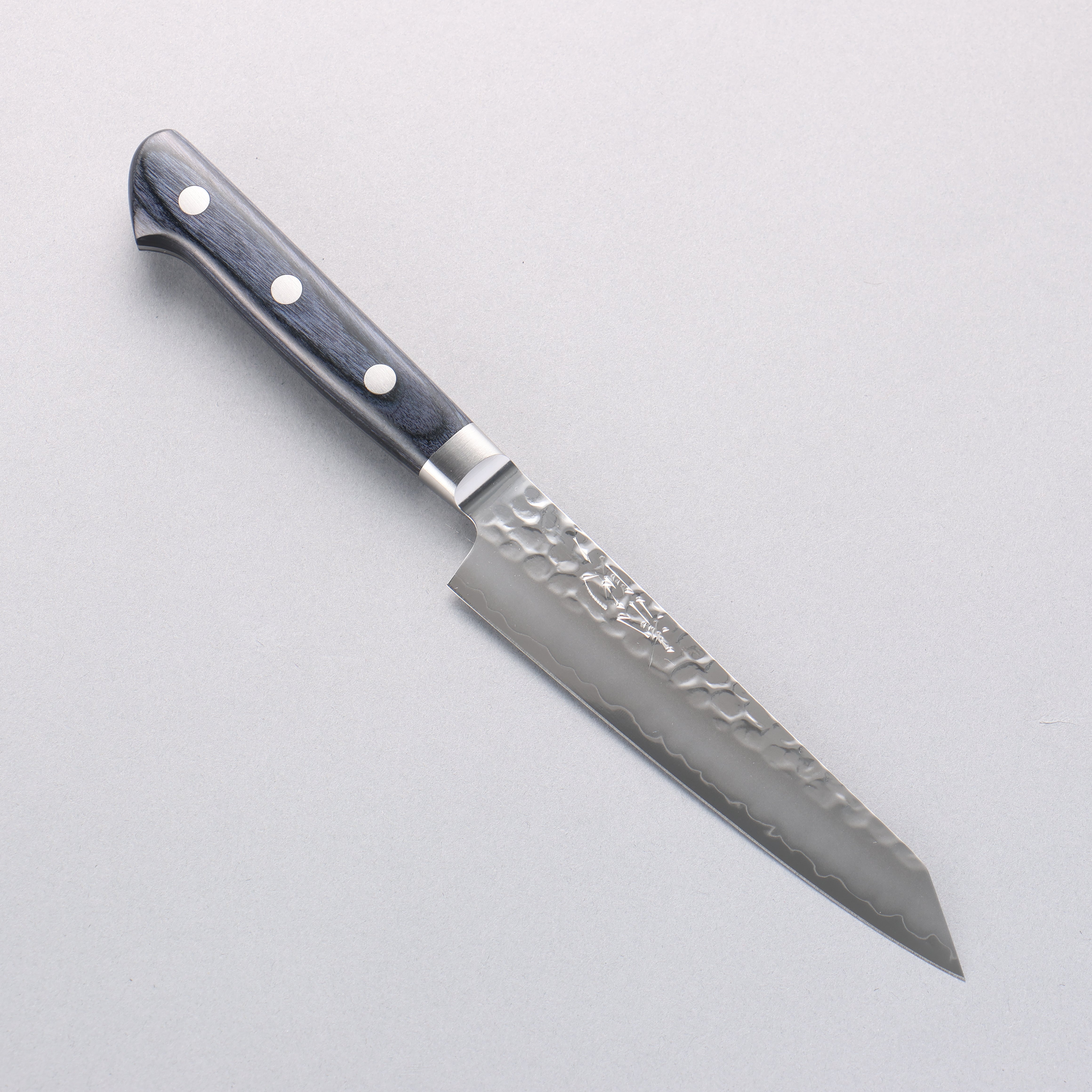 Seisuke Aotsuchi AUS10 Hammered Kiritsuke Petty-Utility 145mm Navy blue Pakka wood Handle - Japanny - Best Japanese Knife