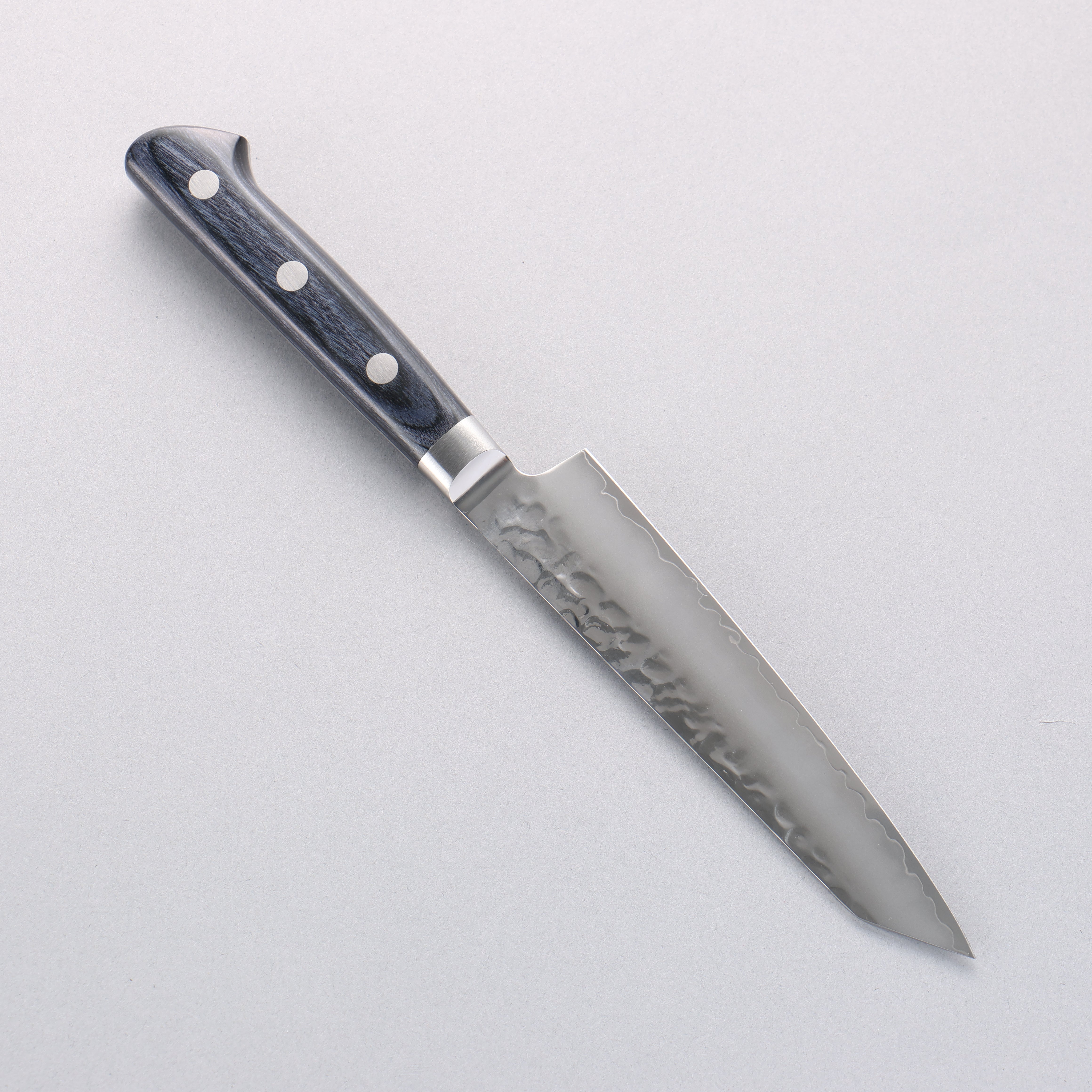 Seisuke Aotsuchi AUS10 Hammered Kiritsuke Petty-Utility 145mm Navy blue Pakka wood Handle - Japanny - Best Japanese Knife