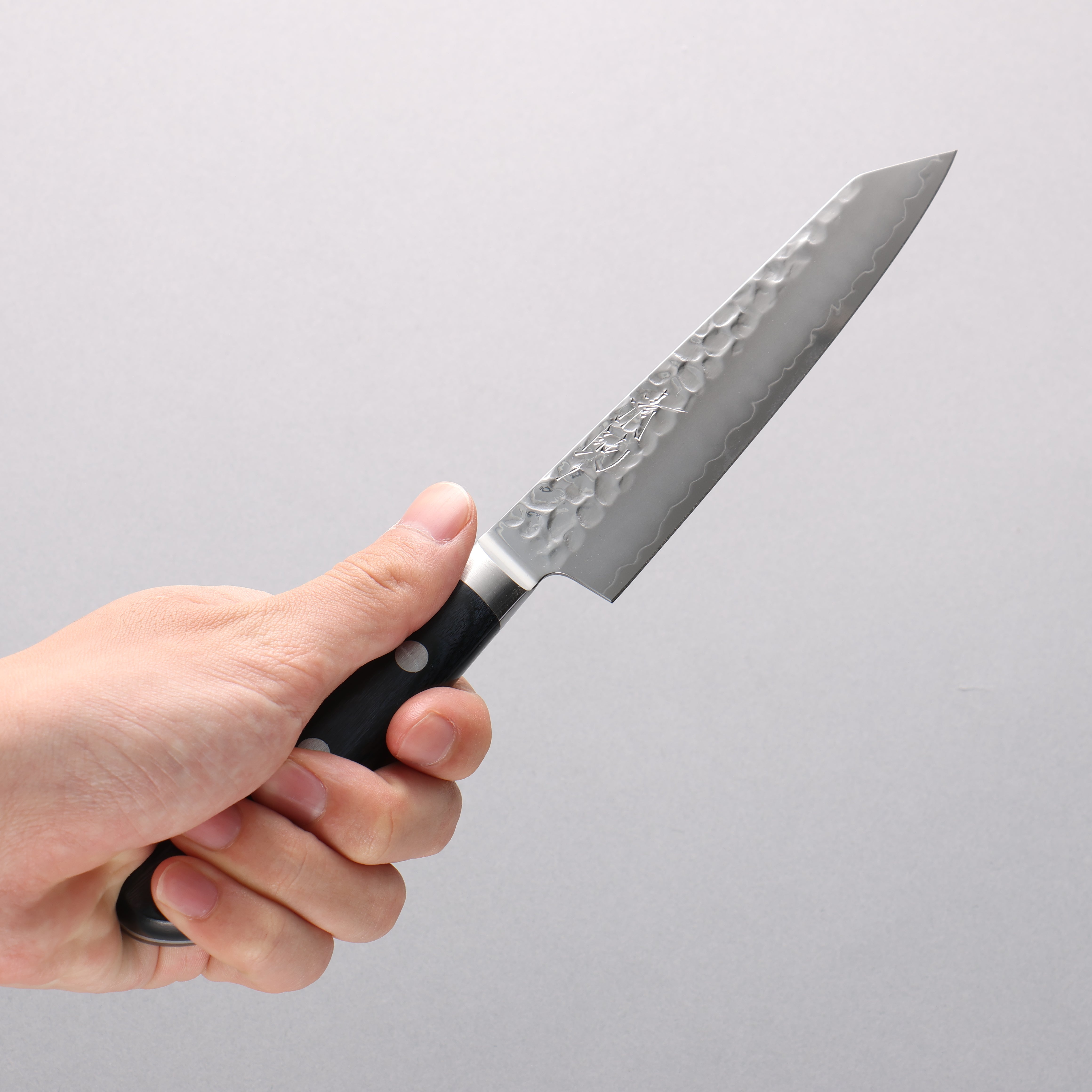 Seisuke Aotsuchi AUS10 Hammered Kiritsuke Petty-Utility 145mm Navy blue Pakka wood Handle - Japanny - Best Japanese Knife