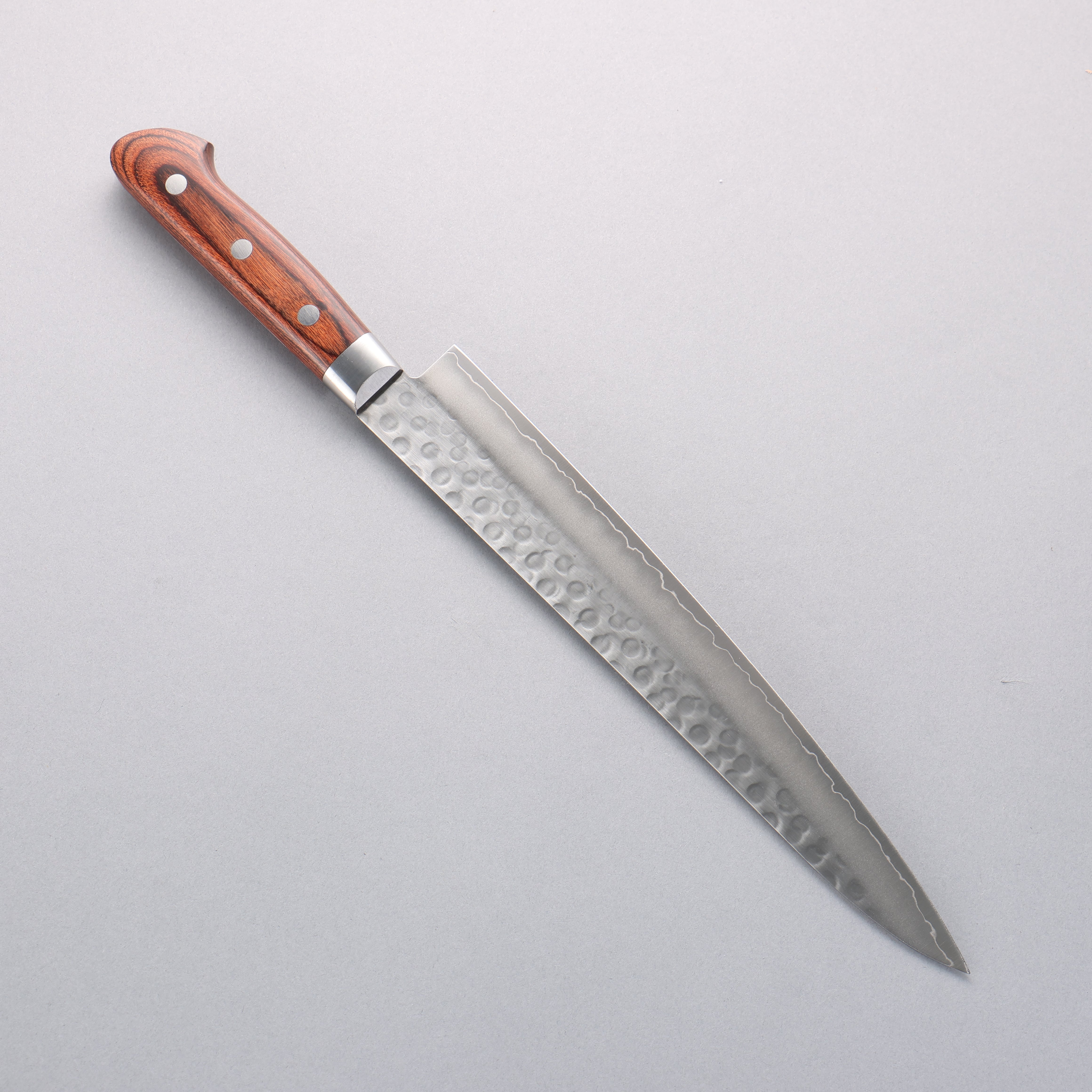 Seisuke Swedish Steel-stn Hammered Sujihiki 240mm Mahogany Handle - Japanny - Best Japanese Knife