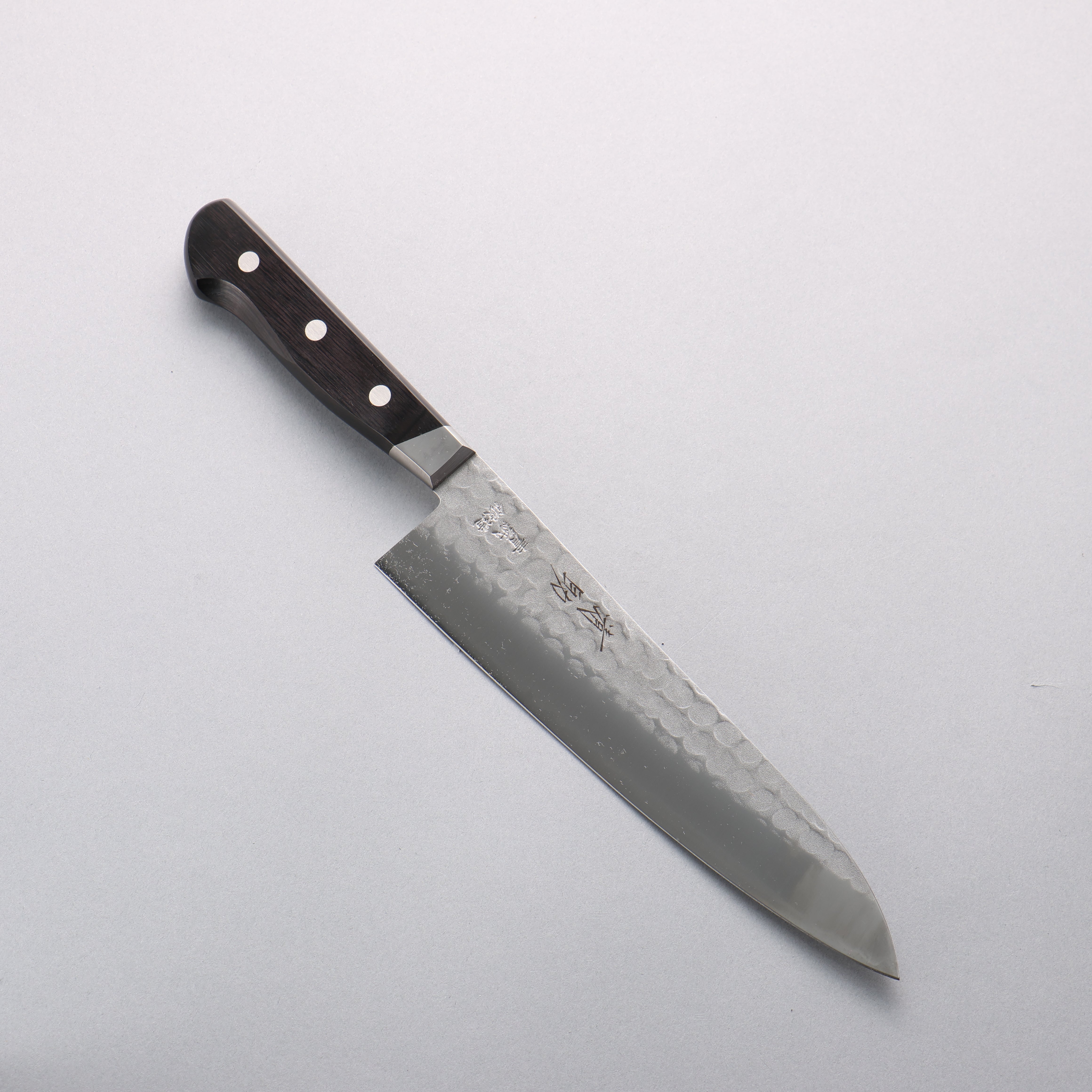 Seisuke Blue Steel No.2 Nashiji Hammered Gyuto 200mm Black Pakka wood Handle - Japanny - Best Japanese Knife