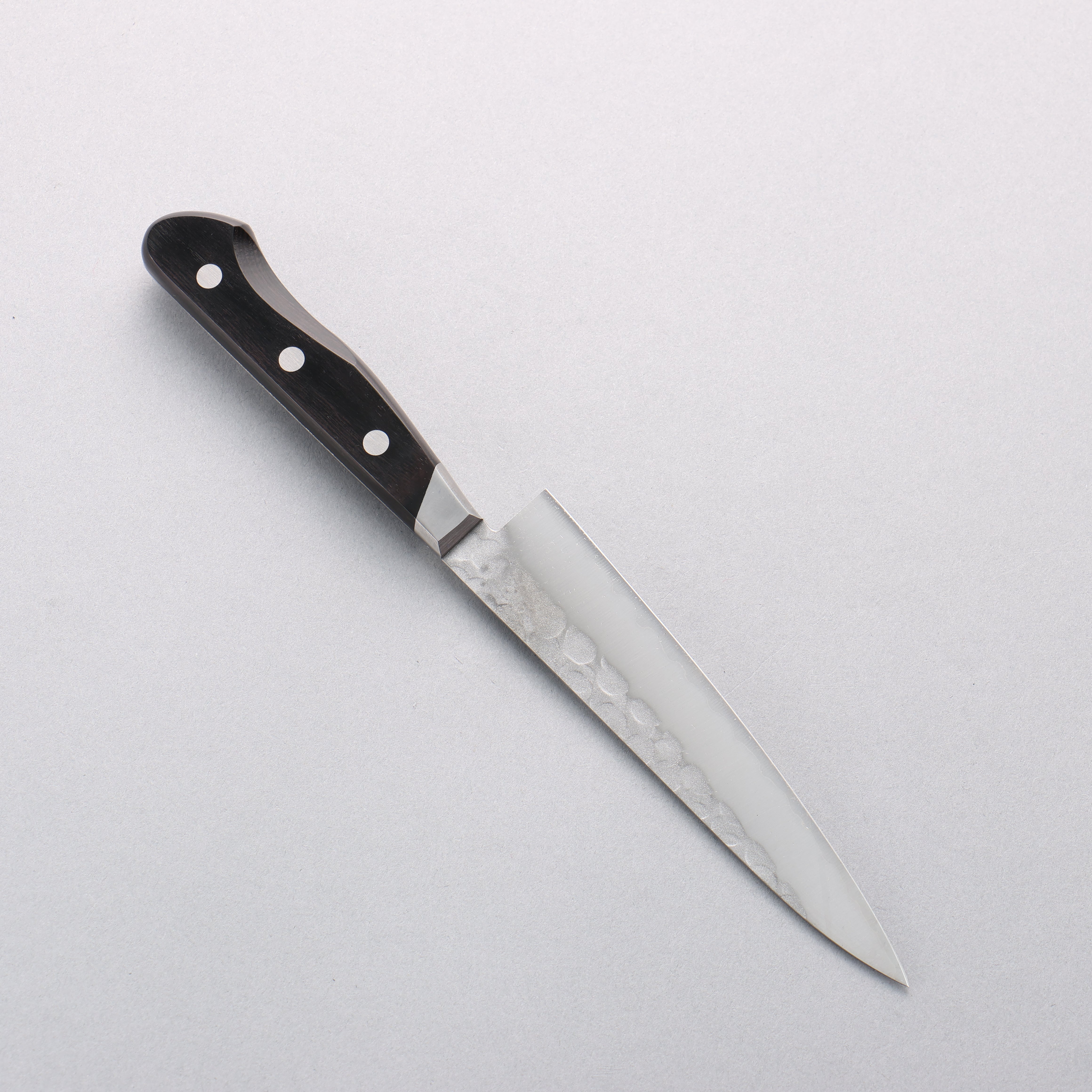 Seisuke Blue Steel No.2 Nashiji Hammered Petty-Utility 135mm Black Pakka wood Handle - Japanny - Best Japanese Knife