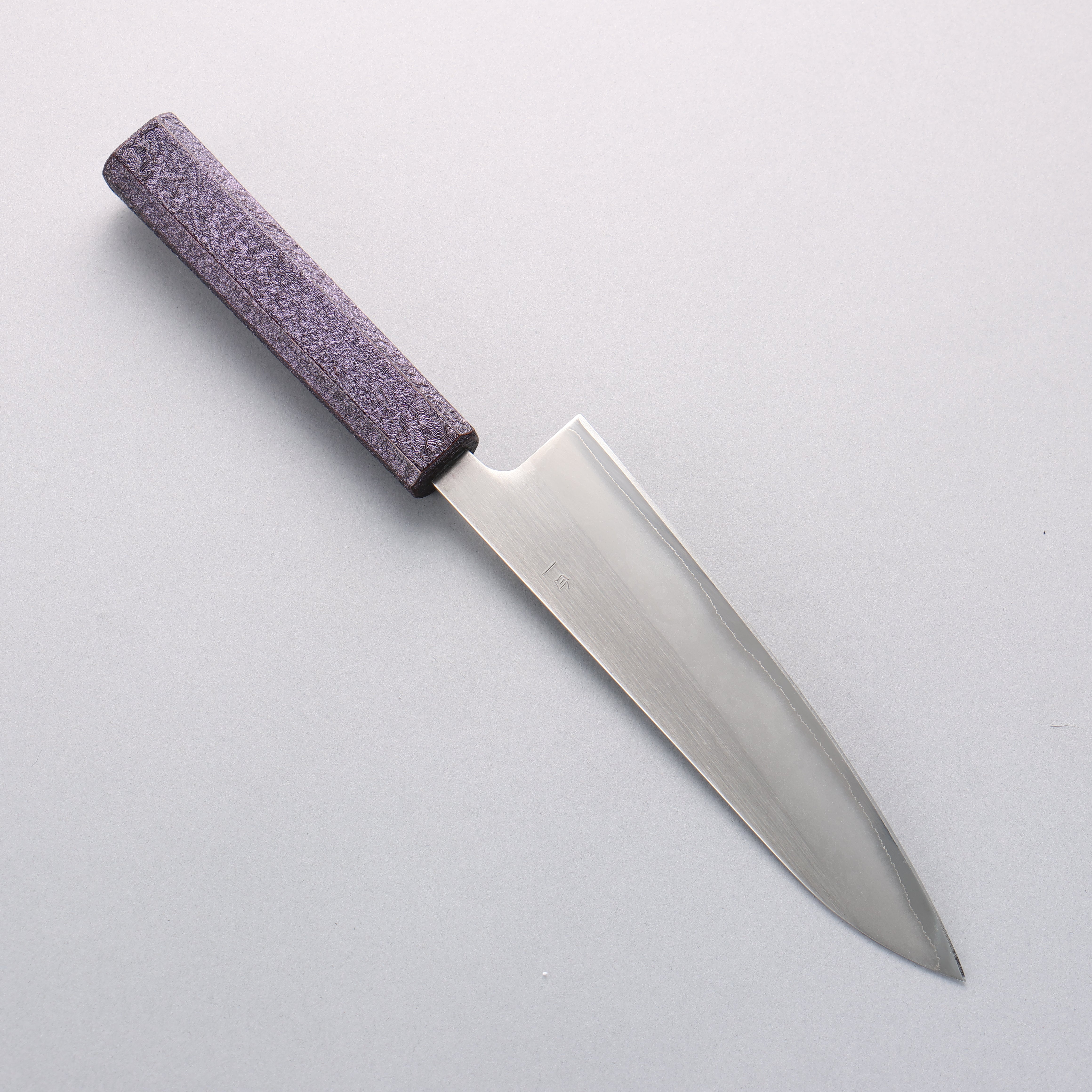 Seisuke White Steel No.1 Migaki Polish Finish Gyuto 180mm Oak with Purple Lacquer Handle - Japanny - Best Japanese Knife
