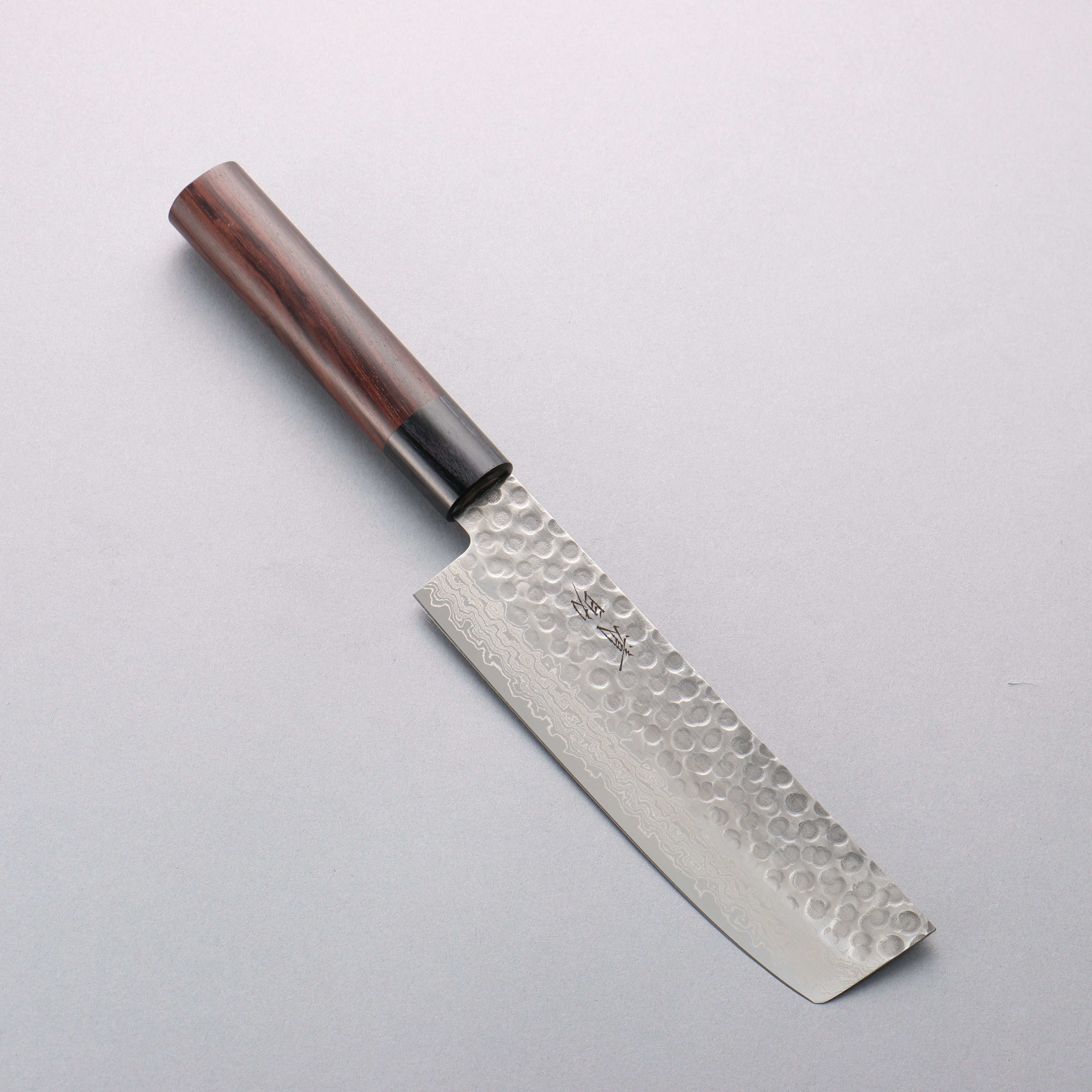 Seisuke Sumi VG10 Hammered Damascus Nakiri 165mm Rosewood (Ferrule: Black Pakka Wood) Handle - Japanny - Best Japanese Knife