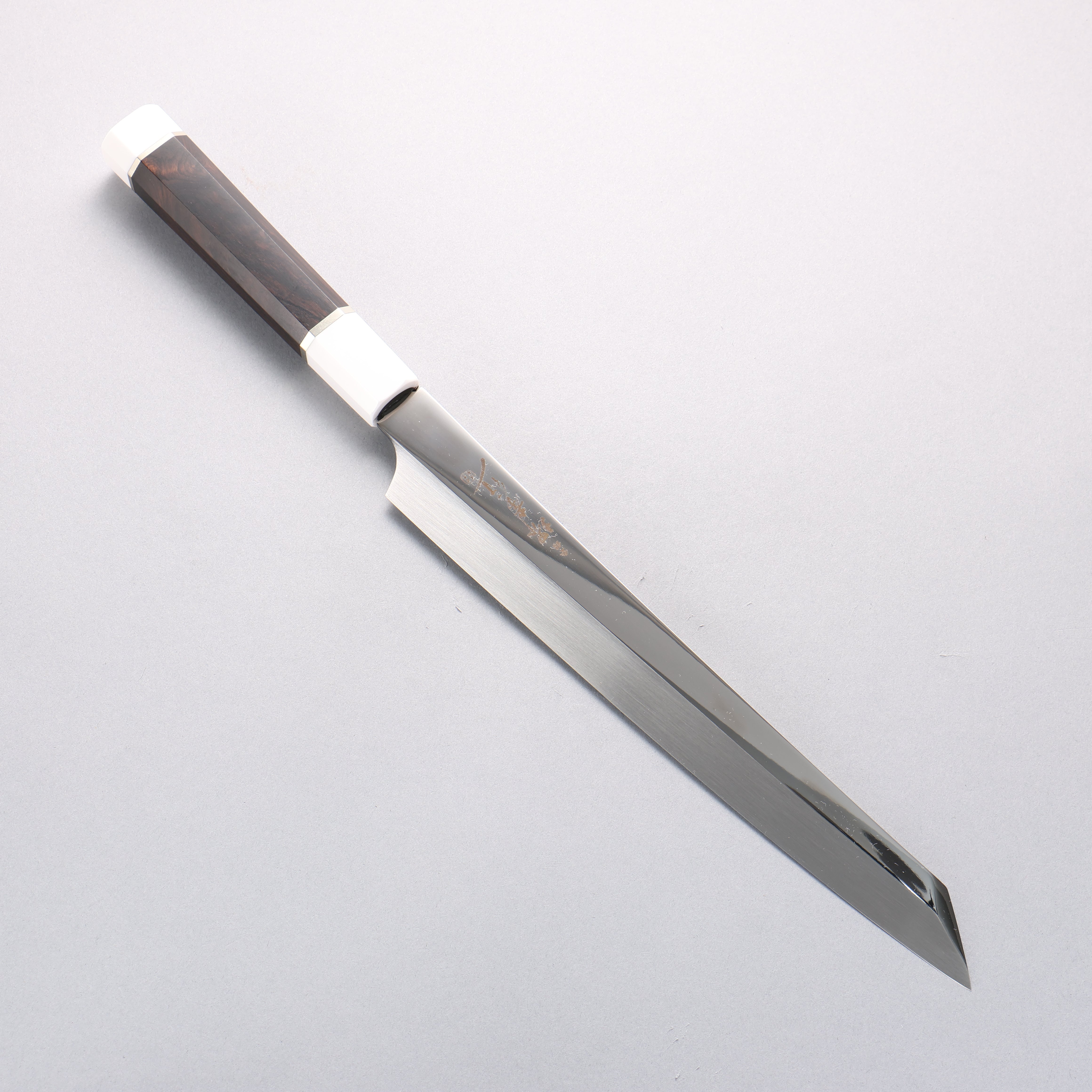 Sakai Takayuki Ginryu Honyaki Swedish Steel Mirrored Finish Kengata Yanagiba 270mm Ebony Wood Handle with Sheath - Japanny - Best Japanese Knife