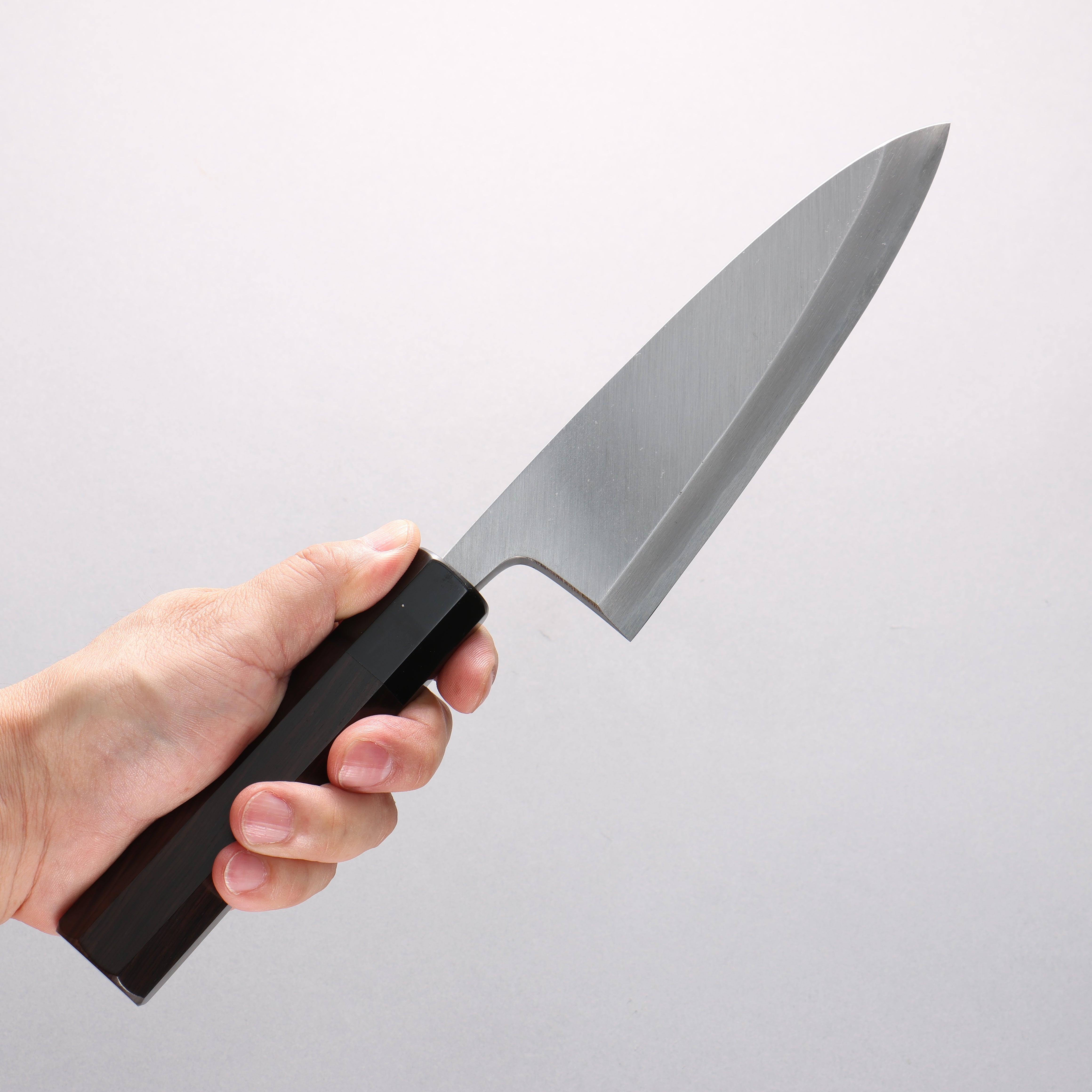 Minamoto Akitada White Steel No.2 Aideba 165mm Ebony Wood (ferrule: Black Water Buffalo Horn) Handle - Japanny - Best Japanese Knife