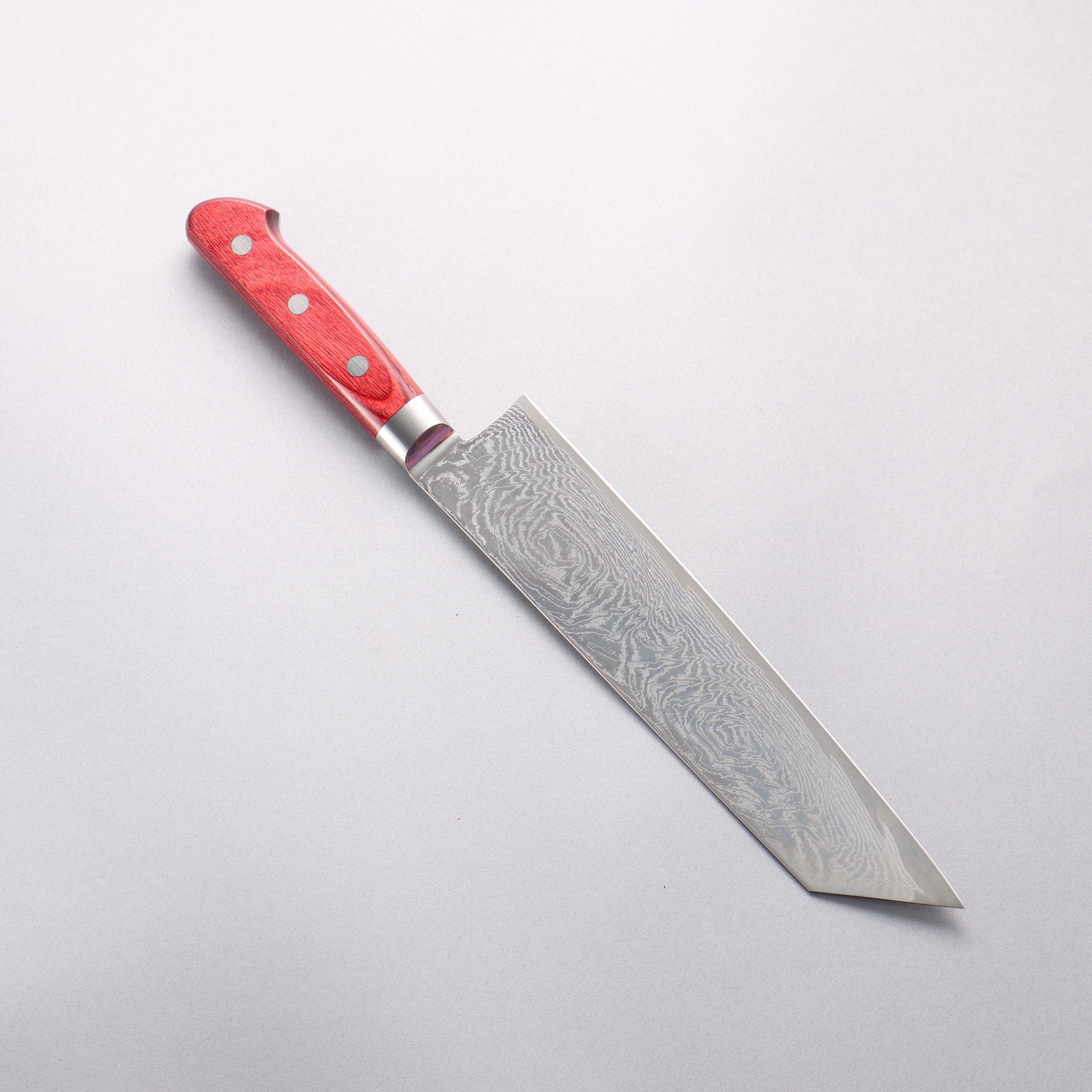 Seisuke Nami AUS10 Mirrored Finish Damascus Kiritsuke Gyuto 210mm Red Pakka wood Handle - Japanny - Best Japanese Knife