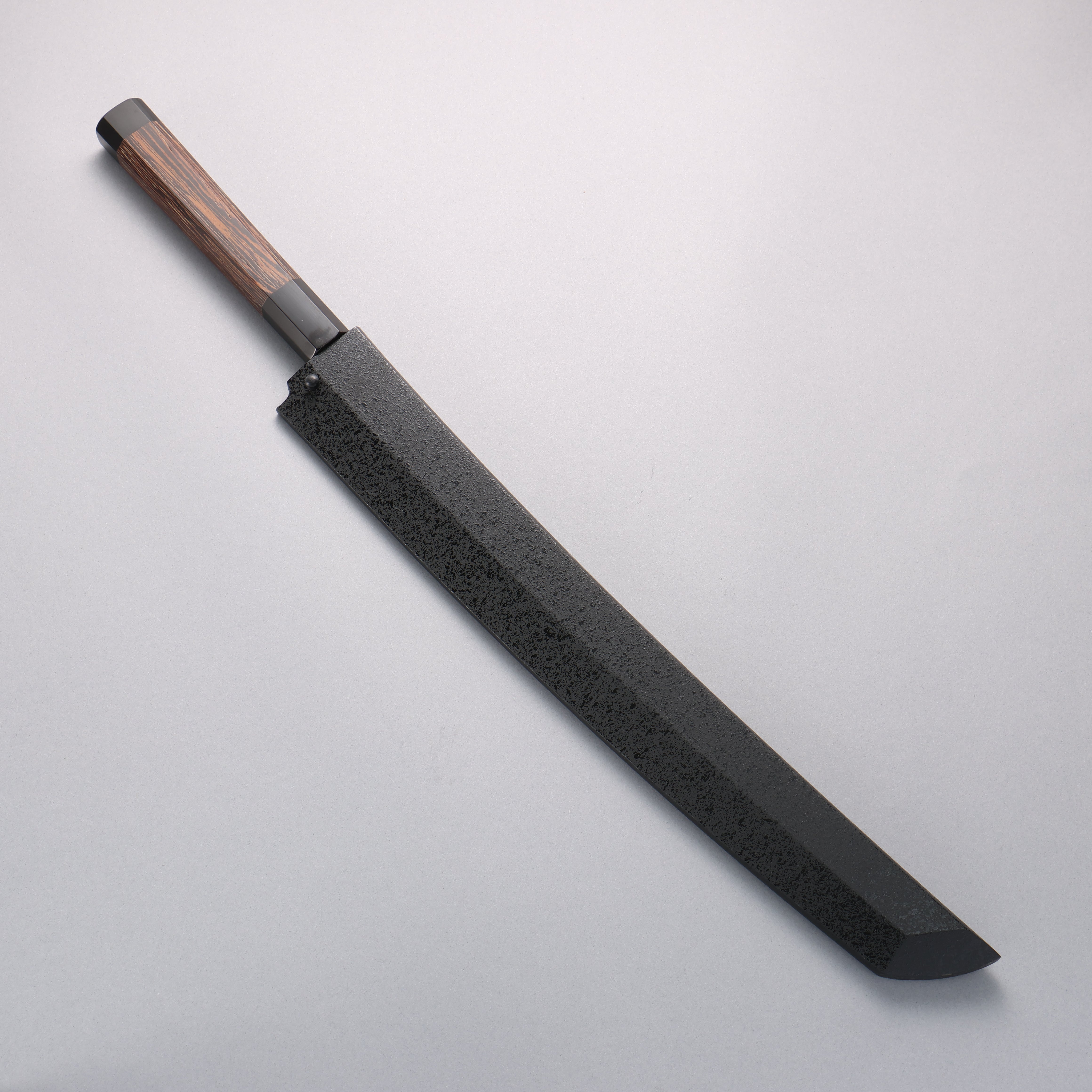 Sakai Takayuki Zangetsu Enten Silver Steel No.3 Damascus Sakimaru Yanagiba 330mm Wenge with Double Water Buffalo Ring Handle with Sheath - Japanny - Best Japanese Knife