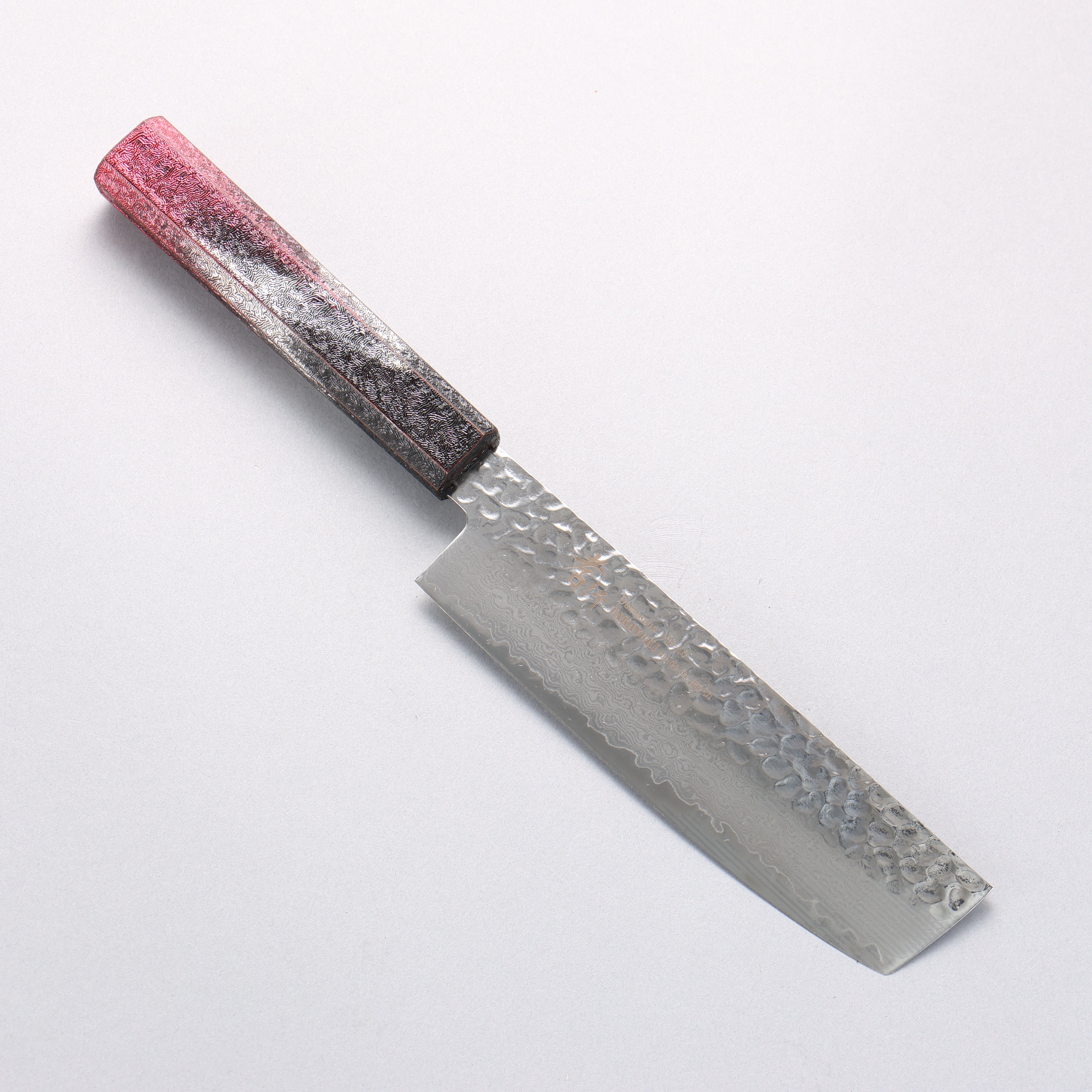 Sakai Takayuki Rinnou VG10 33 Layer Damascus Nakiri 160mm Red Lacquered Handle - Japanny - Best Japanese Knife