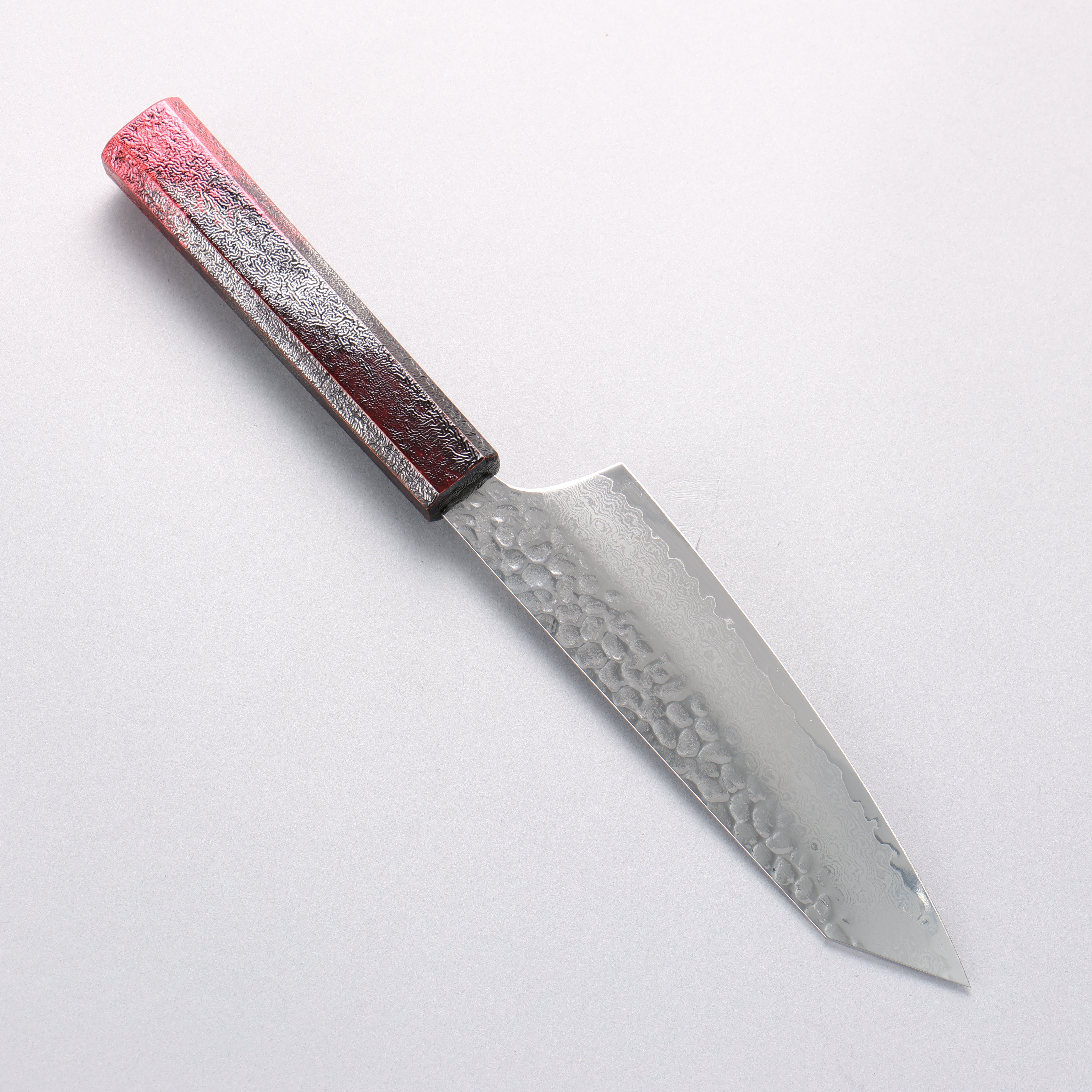 Sakai Takayuki Rinnou VG10 33 Layer Damascus Kengata Santoku 160mm Red Lacquered Handle - Japanny - Best Japanese Knife