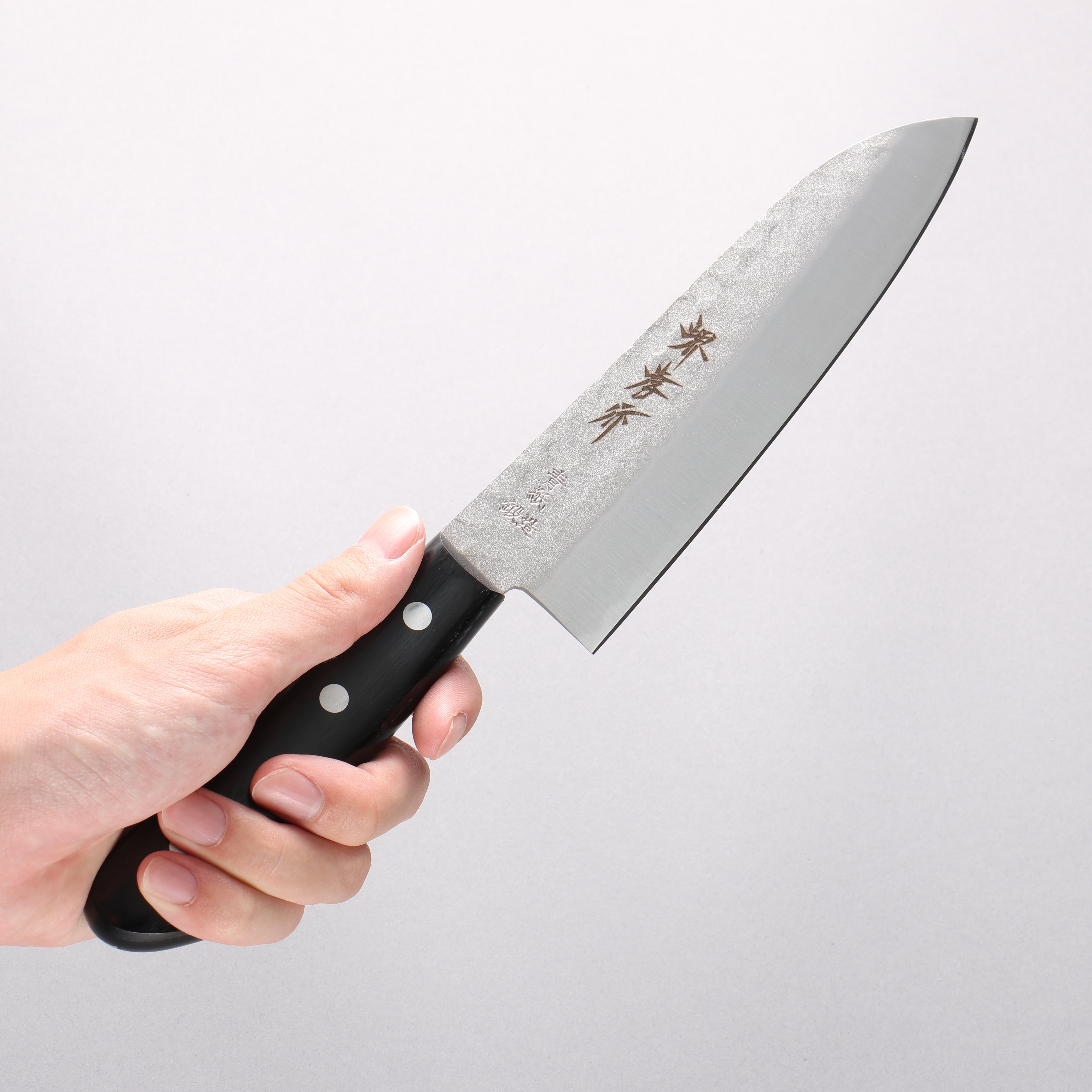 Sakai Takayuki Blue Steel Hammered 3 Layer Santoku 165mm - Japanny - Best Japanese Knife
