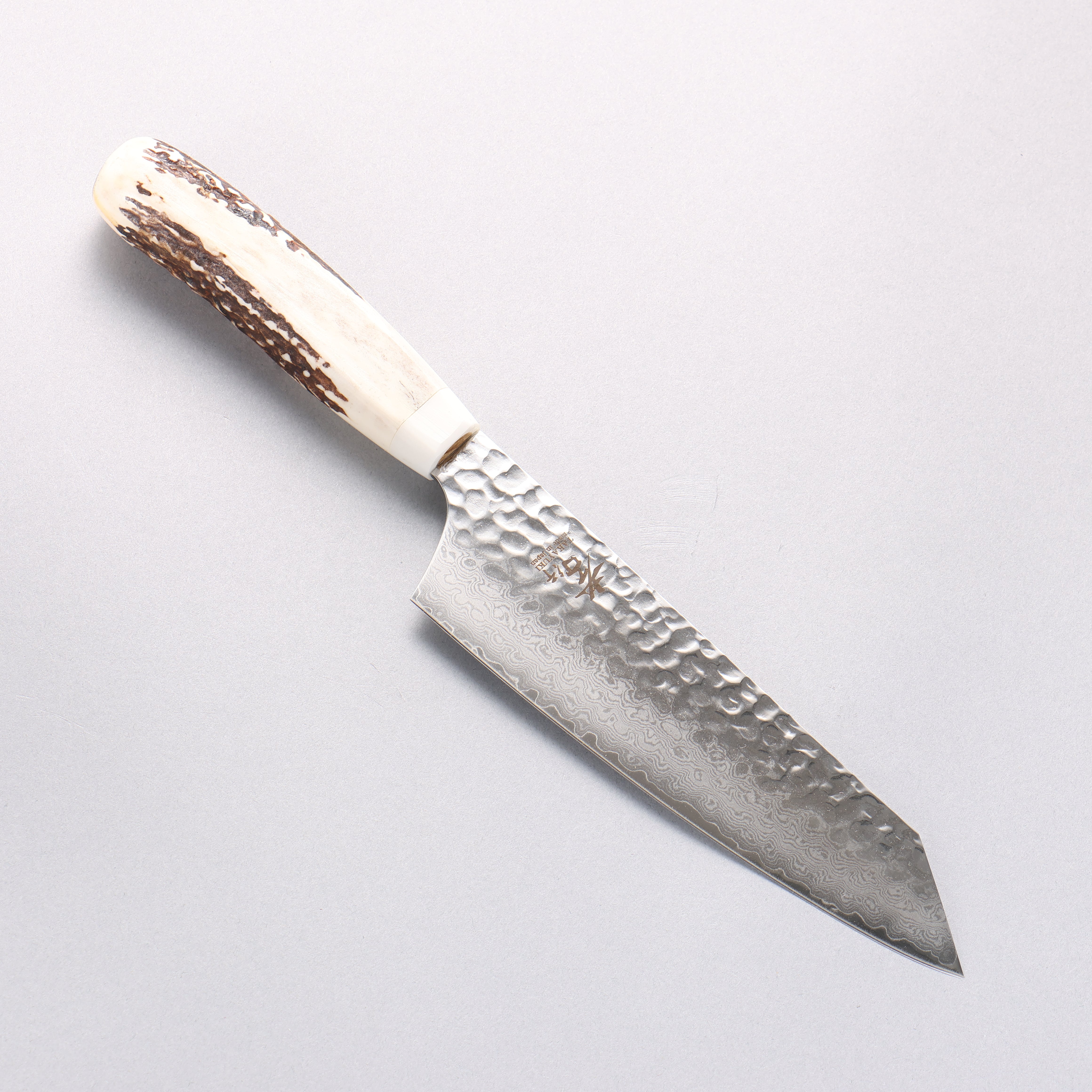 Sakai Takayuki VG10 33 Layer Damascus Kengata Santoku 160mm Cow Bone Handle with Sheath - Japanny - Best Japanese Knife