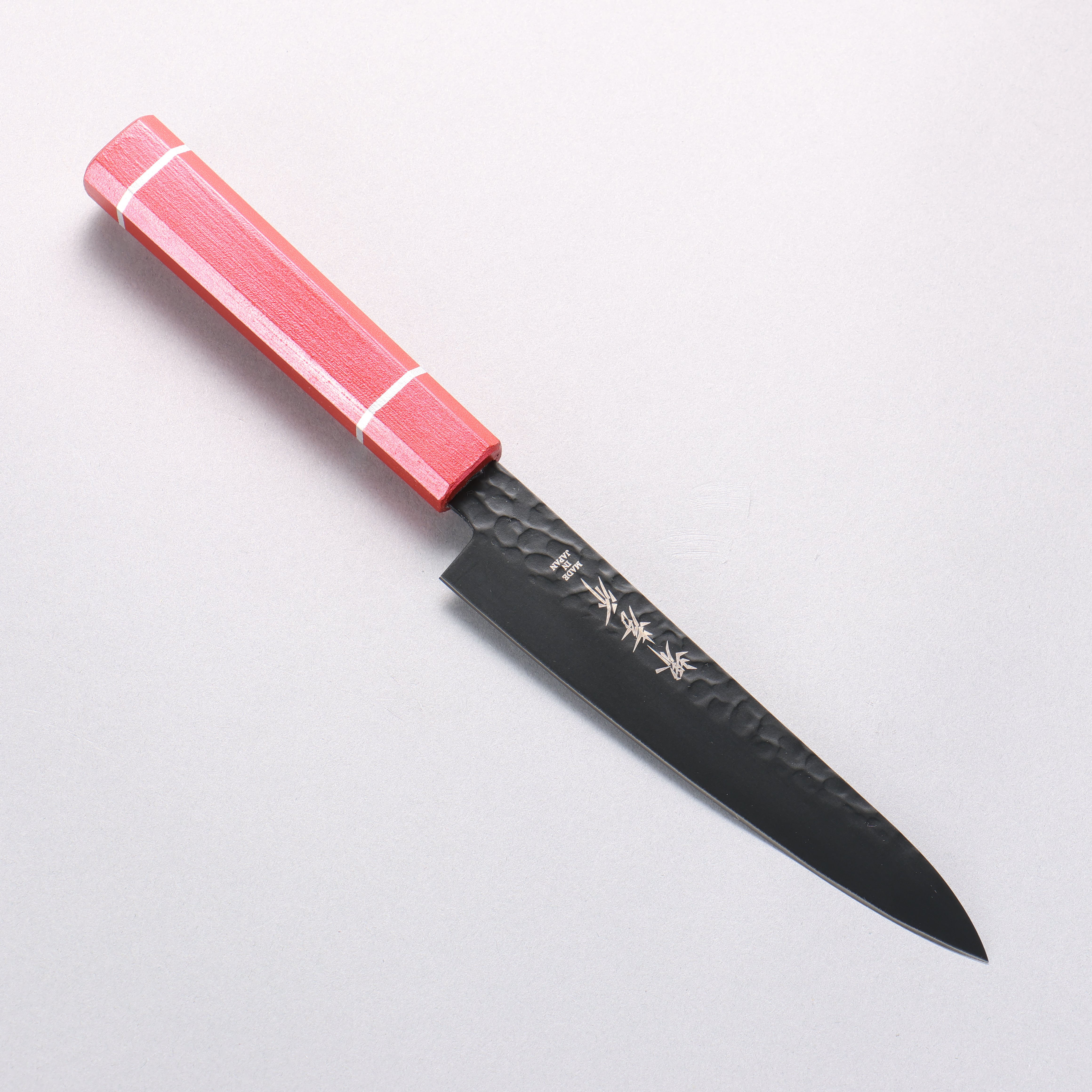 Sakai Takayuki Kurokage VG10 Hammered Teflon Coating Petty-Utility 150mm Live oak Lacquered (Kouseki) Handle - Japanny - Best Japanese Knife