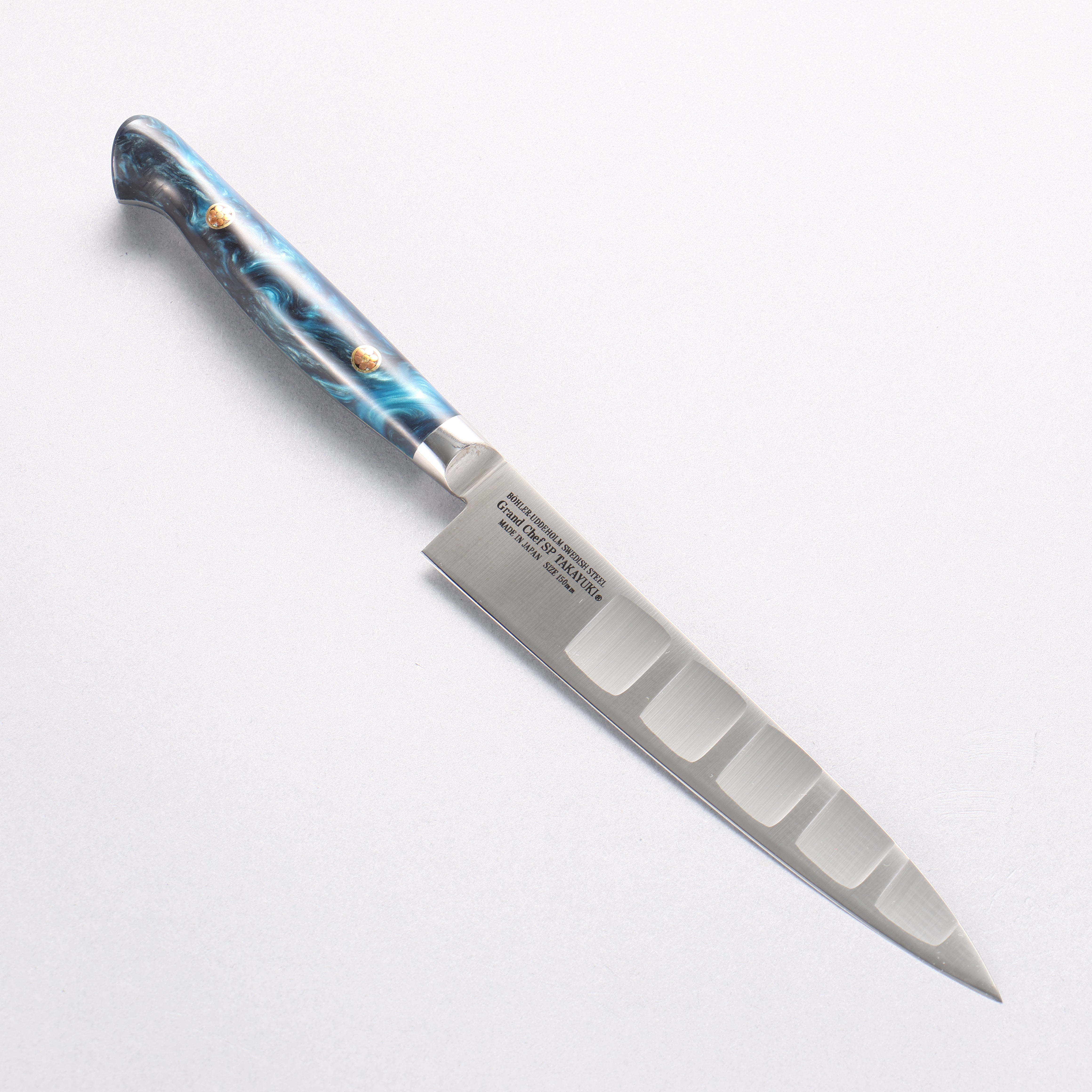 Sakai Takayuki Grand Chef SP Uddeholm Swedish stain-resistant steel Petty-Utility Salmon 150mm SP Type III (Ocean) Handle - Japanny - Best Japanese Knife