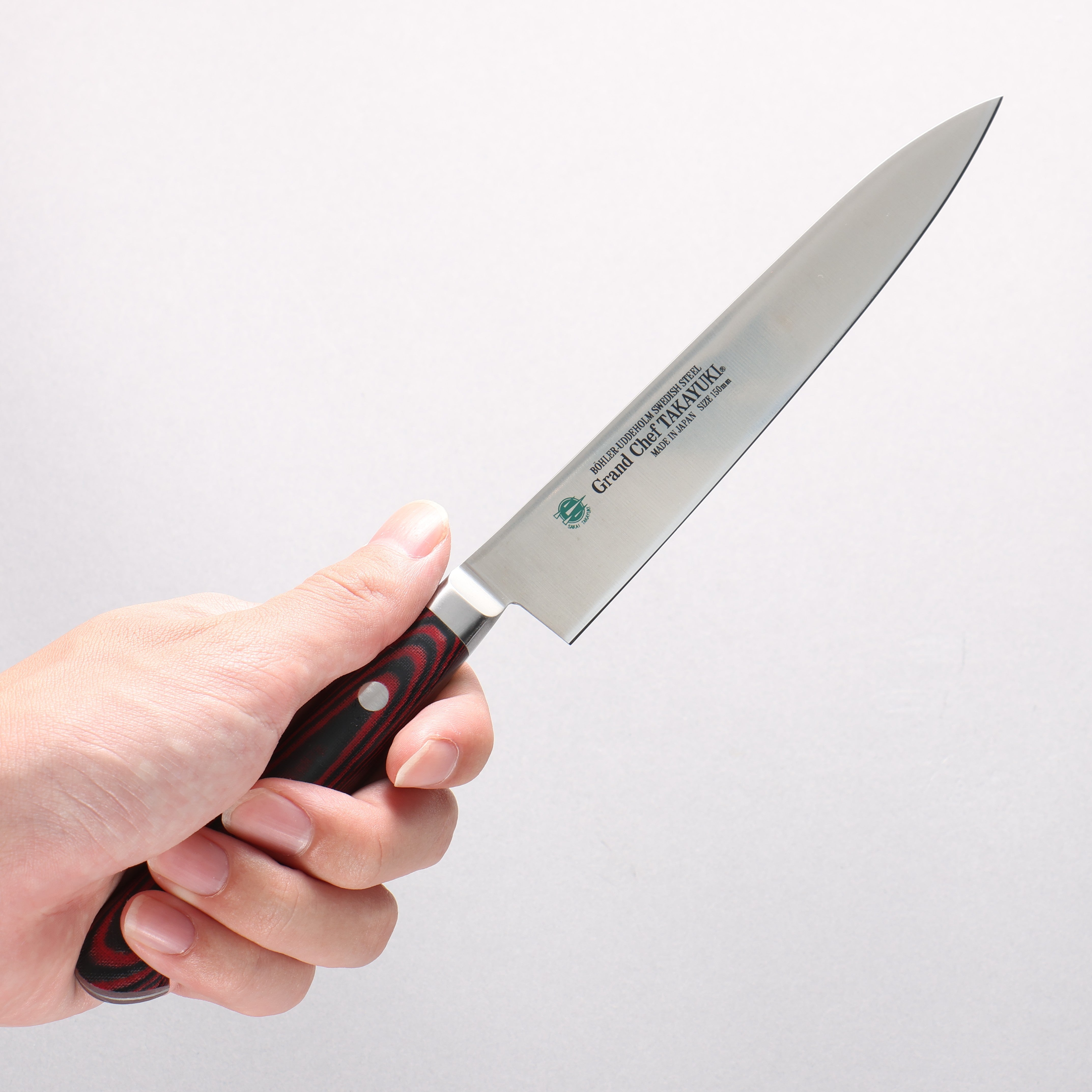 Sakai Takayuki Grand Chef Grand Chef Swedish Steel-stn Petty-Utility 150mm Brown Micarta Handle - Japanny - Best Japanese Knife
