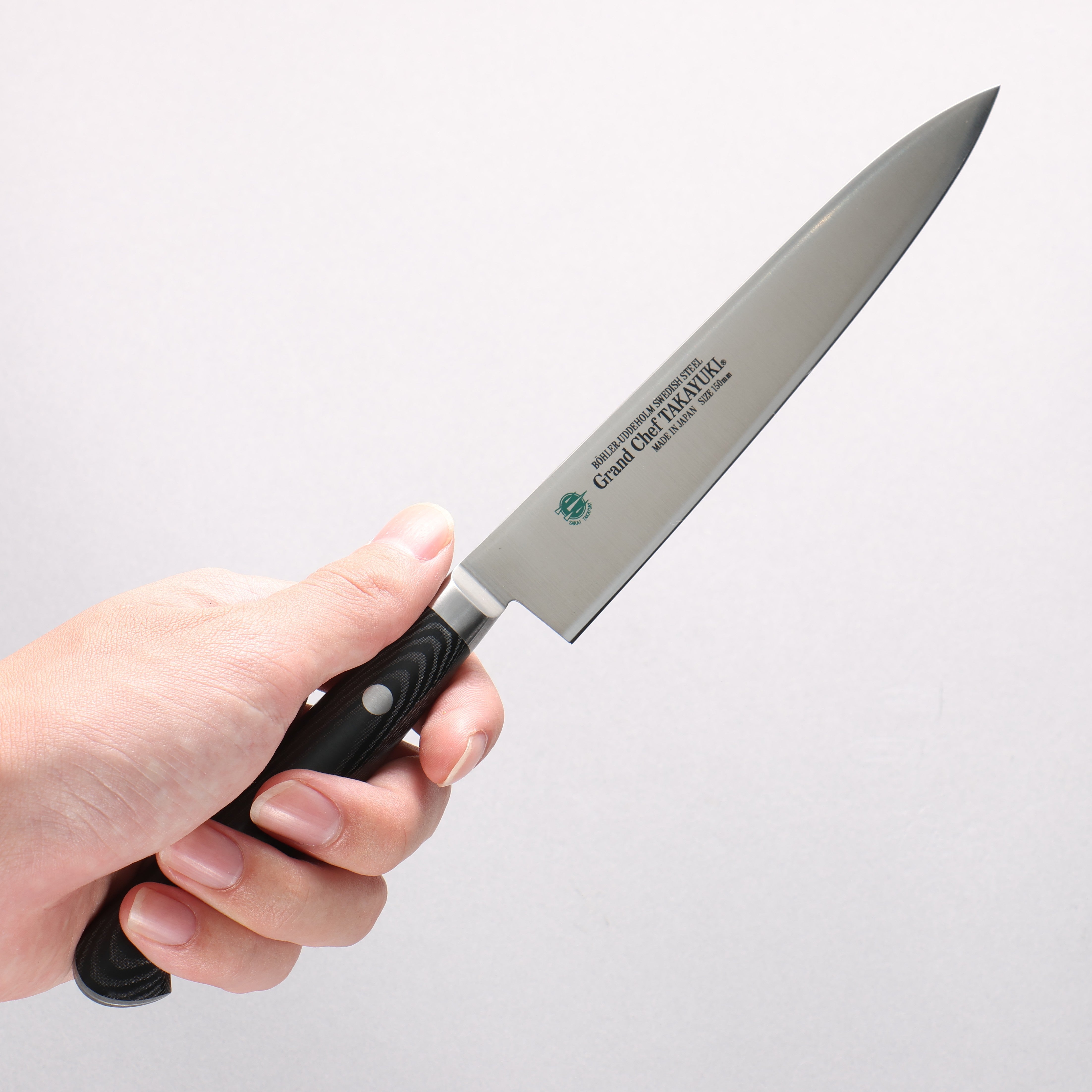 Sakai Takayuki Grand Chef Grand Chef Swedish Steel-stn Petty-Utility 150mm Black Micarta Handle - Japanny - Best Japanese Knife