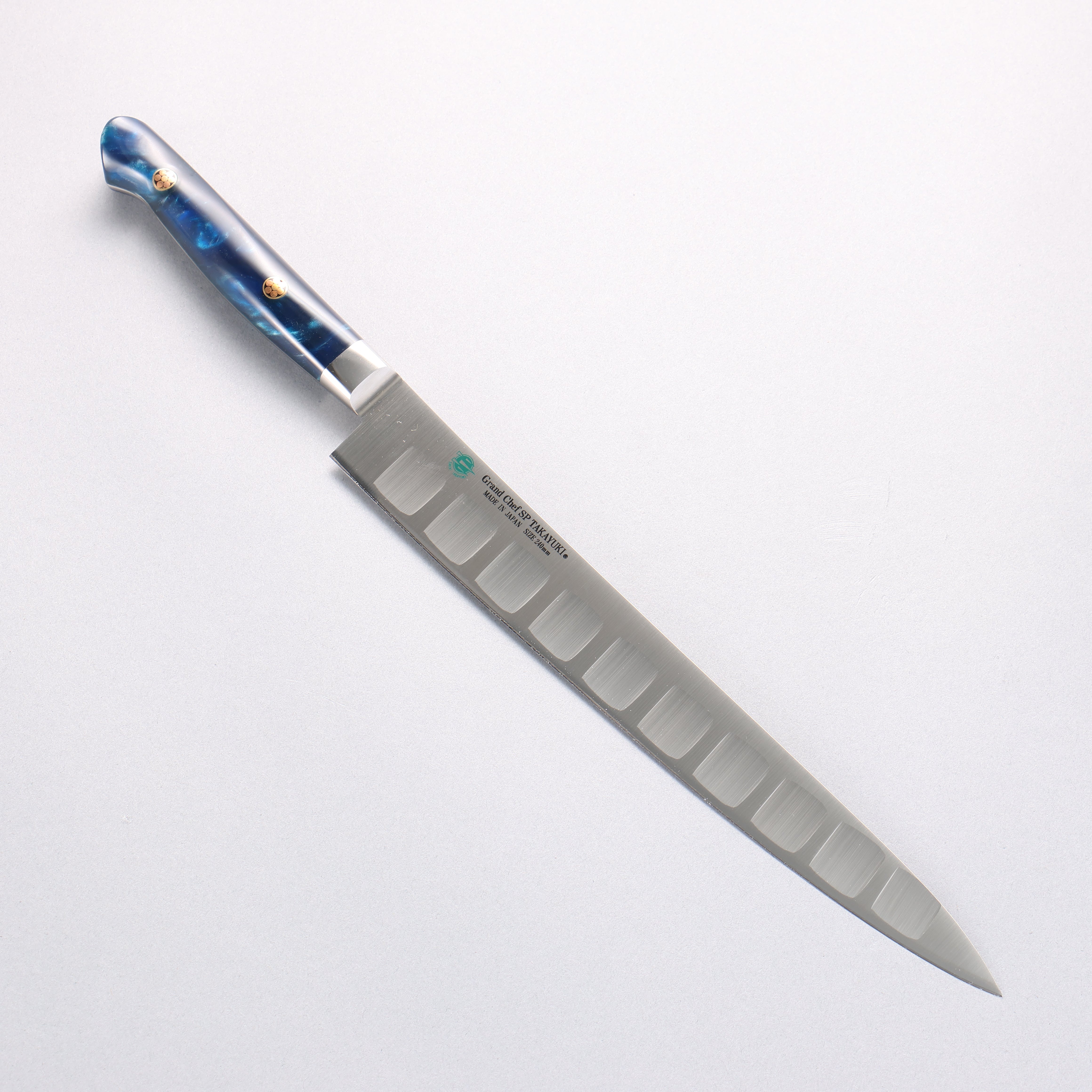 Sakai Takayuki Grand Chef SP Uddeholm Swedish stain-resistant steel Sujihiki Salmon 240mm SP Type III (Ocean) Handle - Japanny - Best Japanese Knife