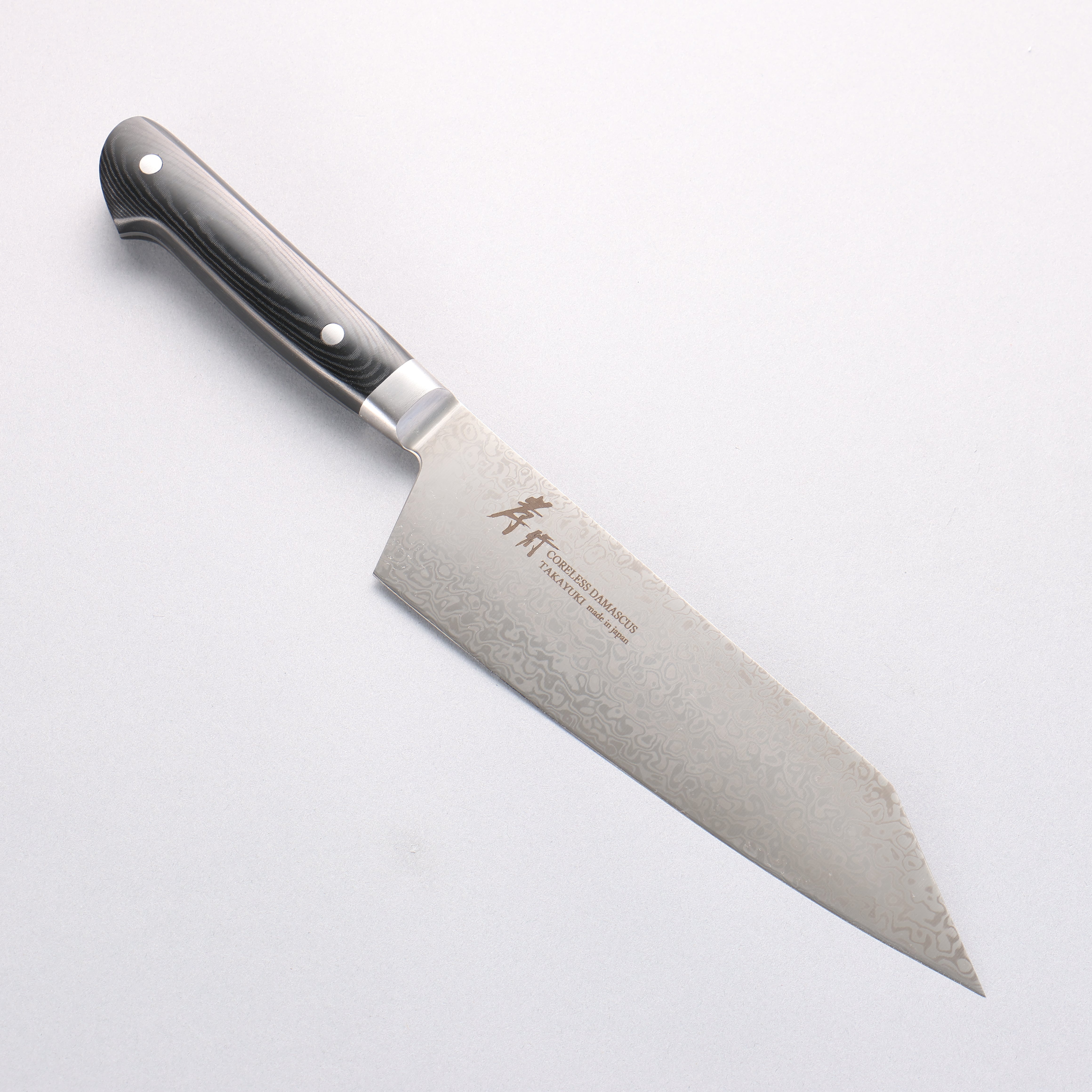 Sakai Takayuki Coreless Damascus Kengata Gyuto 190mm Black Micarta Handle - Japanny - Best Japanese Knife