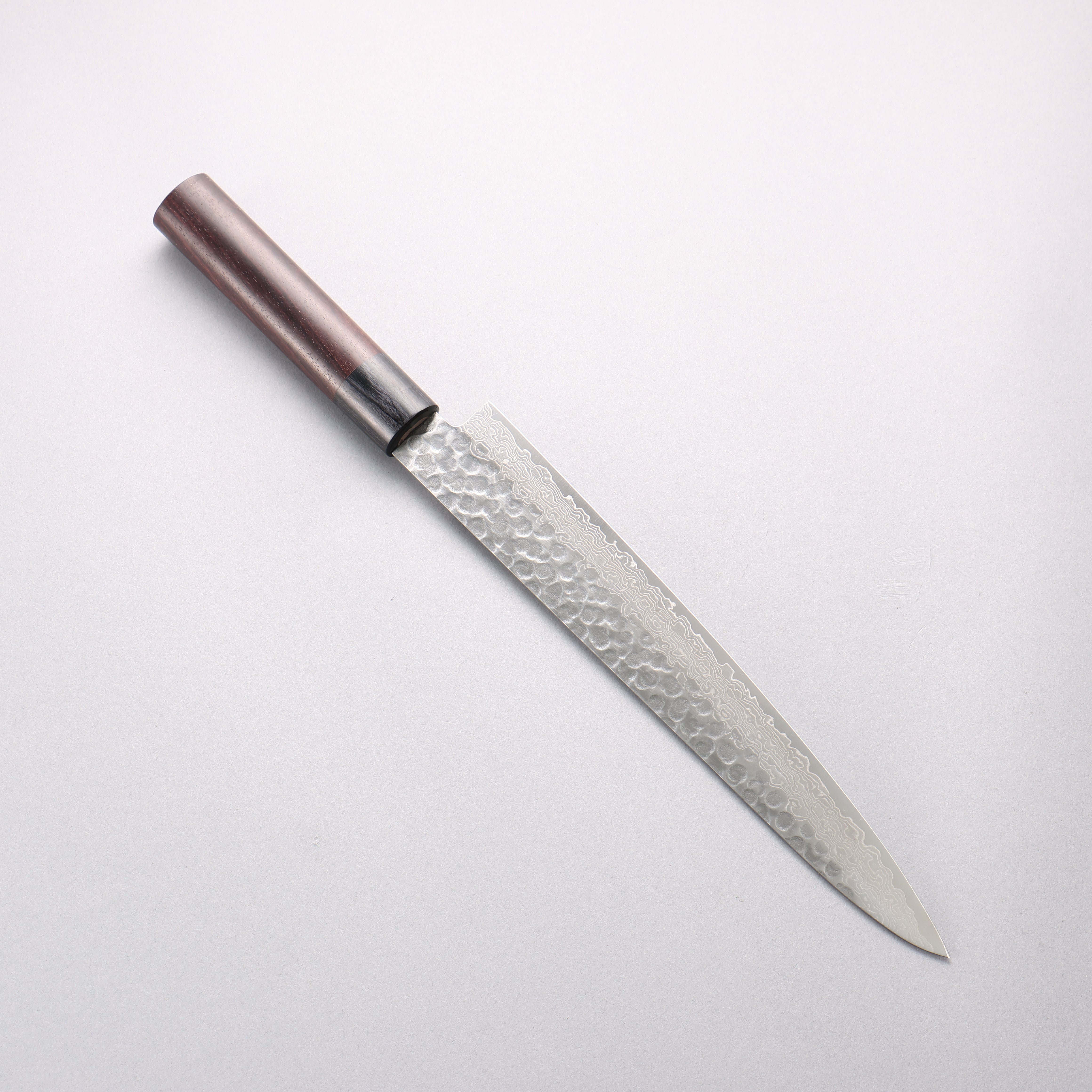 Seisuke Sumi VG10 Hammered Damascus Sujihiki 240mm Rosewood (Ferrule: Black Pakka Wood) Handle - Japanny - Best Japanese Knife