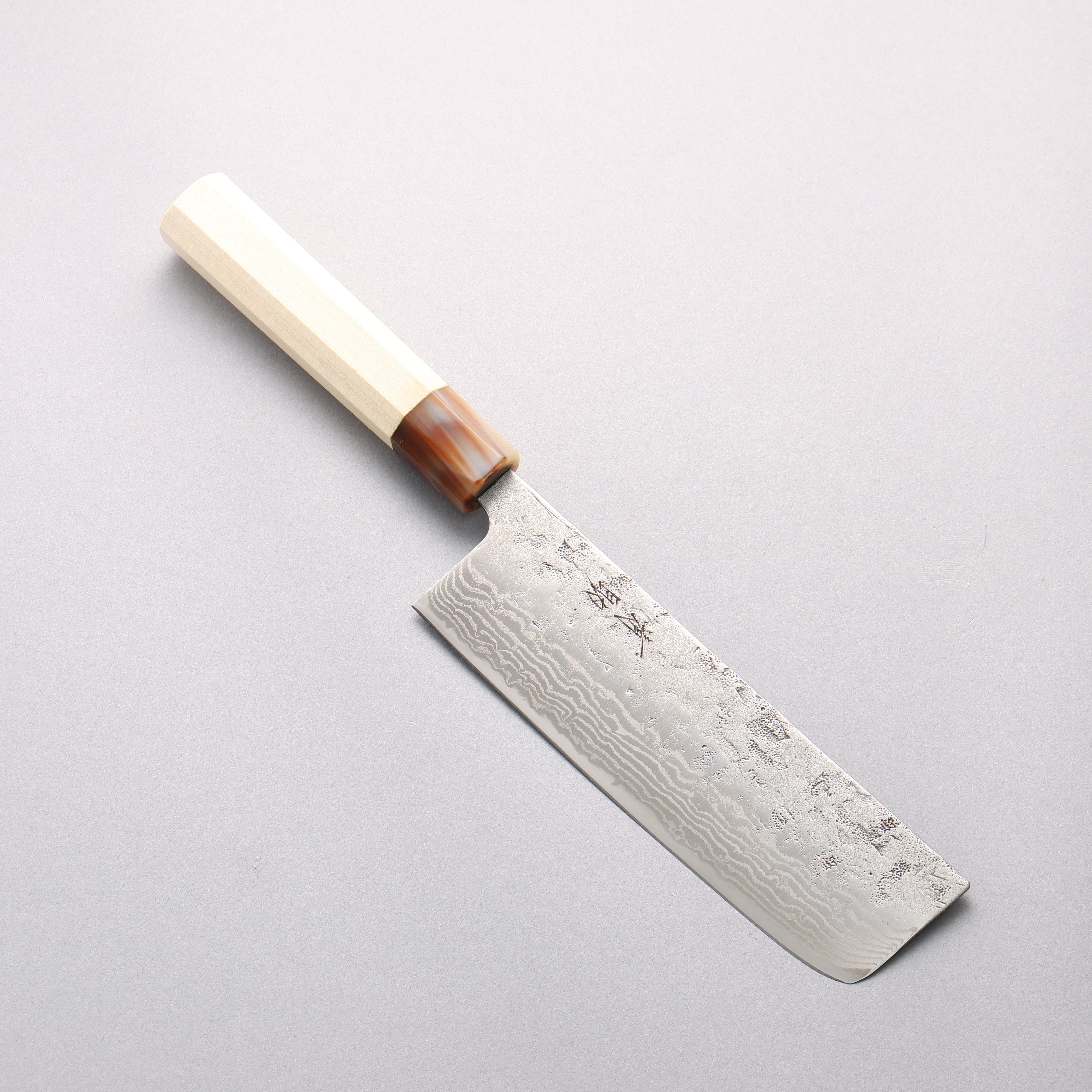 Seisuke Swedish Steel-stn Damascus Washiji Nakiri 165mm Magnolia Handle - Japanny - Best Japanese Knife