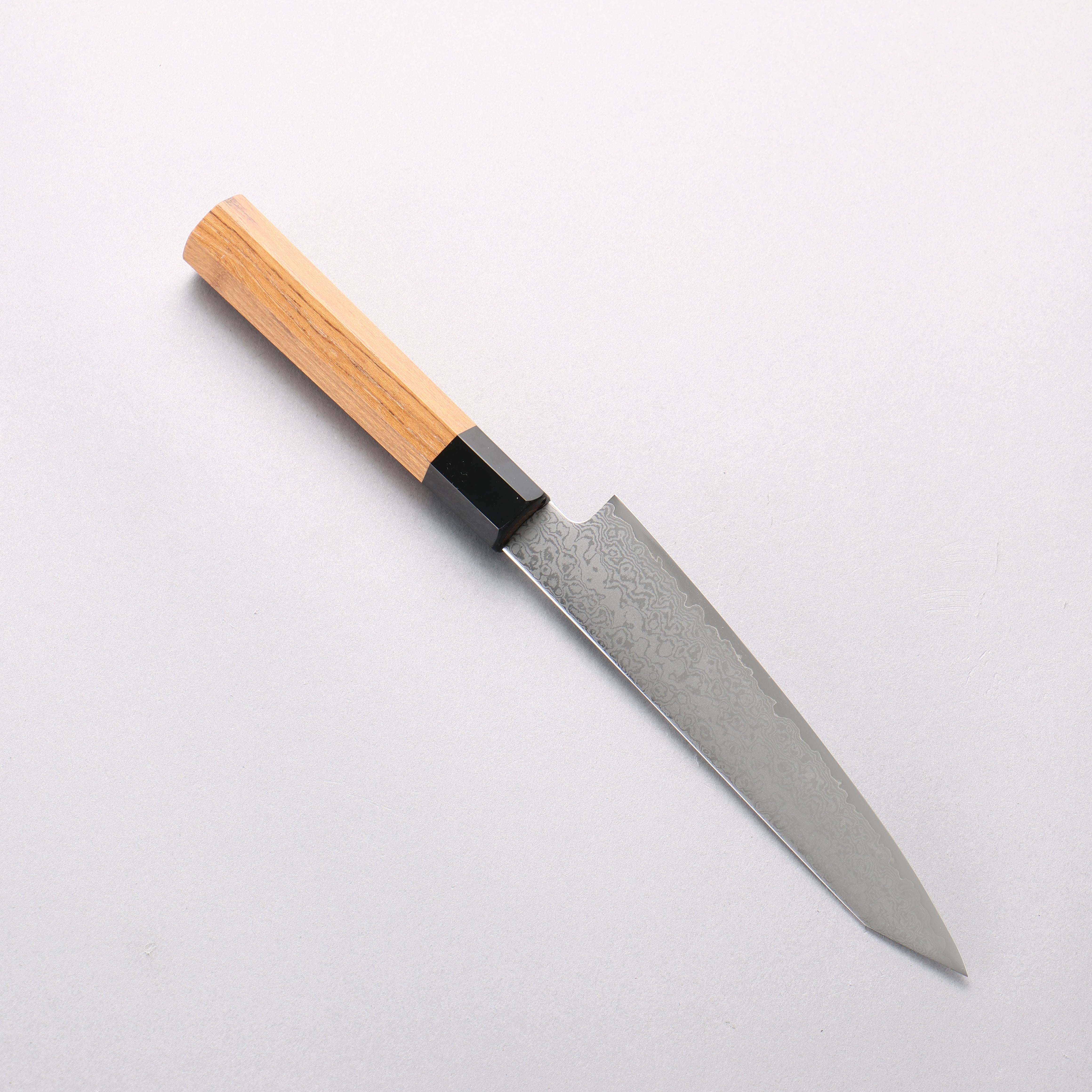 Seisuke VG10 Damascus Kiritsuke Petty-Utility 120mm Teak (ferrule: Black Plastic) Handle - Japanny - Best Japanese Knife
