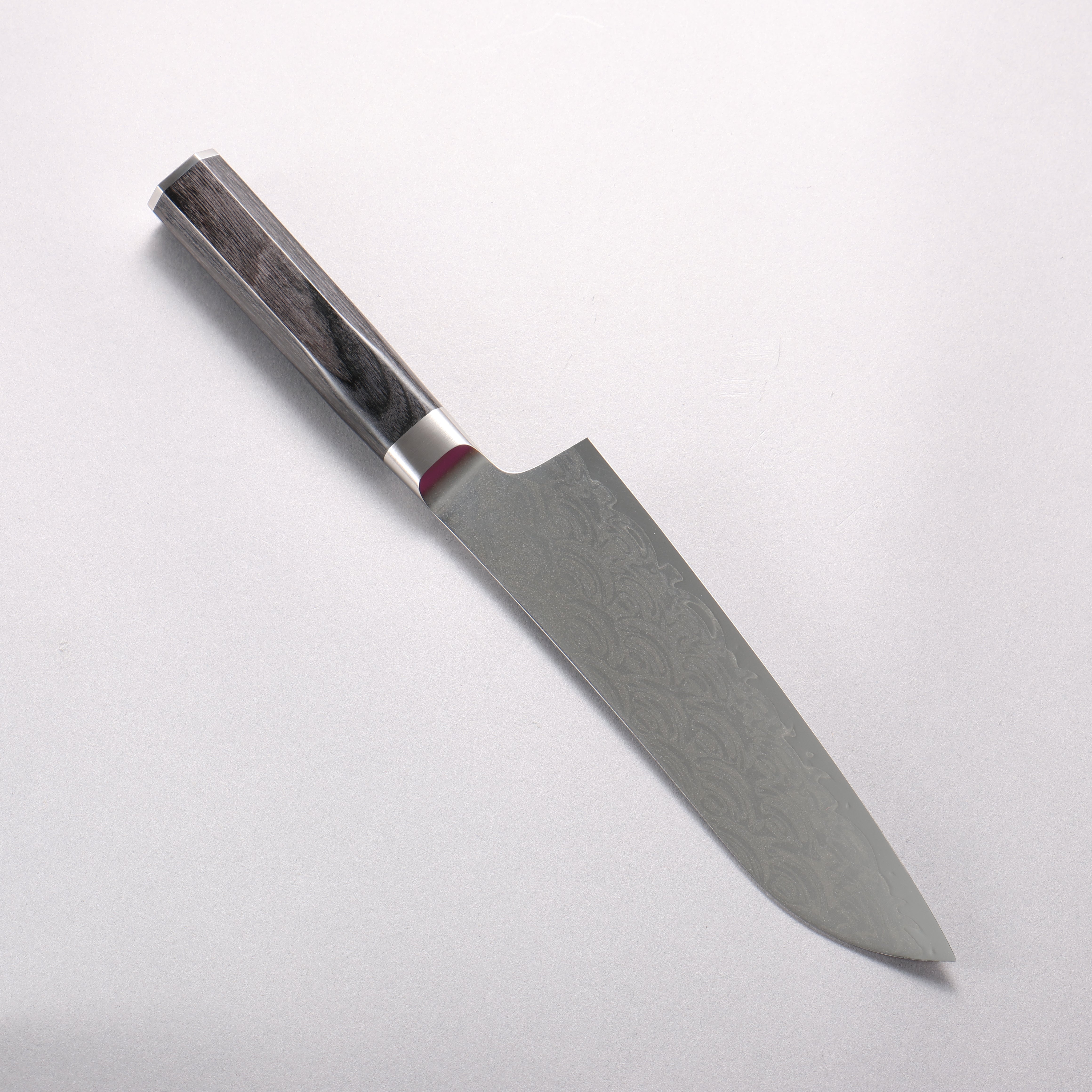 Sakai Takayuki Seigaiha (Blue Ocean Wave) Böhler SP Steel 45 Layer Damascus Migaki Finished Santoku 180mm Black Pakka wood Handle - Japanny - Best Japanese Knife