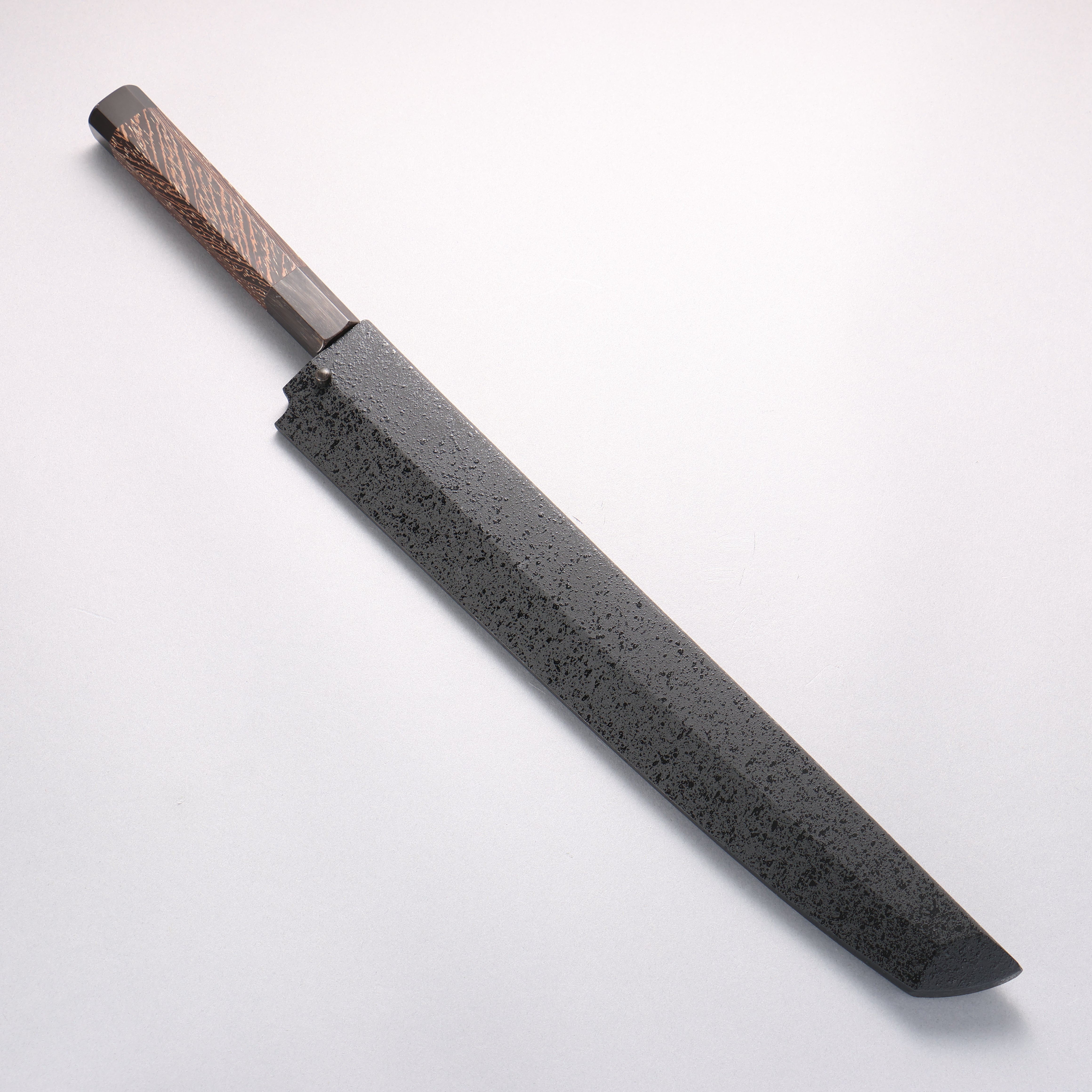 Sakai Takayuki Water Quenching Honyaki White Steel No.2 Mirrored Finish Sakimaru Yanagiba 300mm Wenge with Double Water Buffalo Ring Handle with Sheath - Japanny - Best Japanese Knife